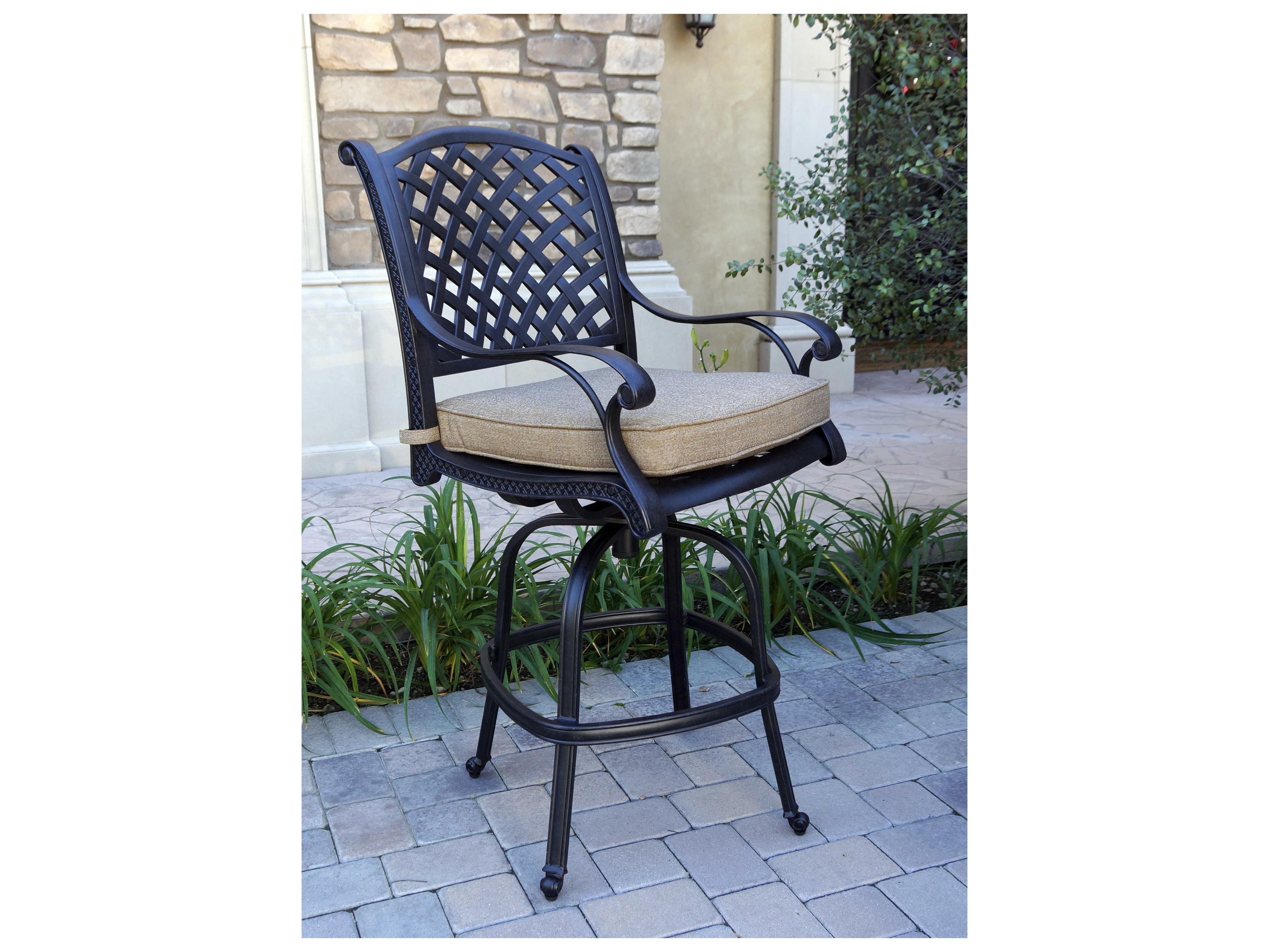 Darlee Outdoor Living Standard Nassau Cast Aluminum Antique Bronze Swivel Bar Stool Set of 4