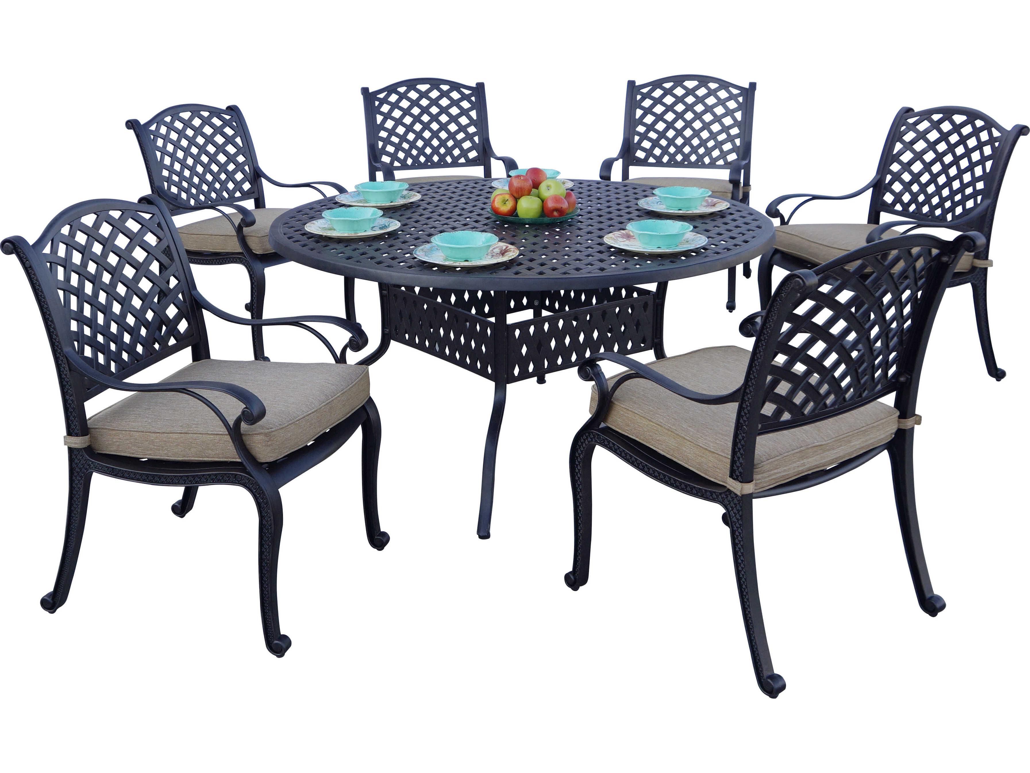 Darlee Outdoor Living Standard Nassau Cast Aluminum Antique Bronze 7 Piece Dining Set