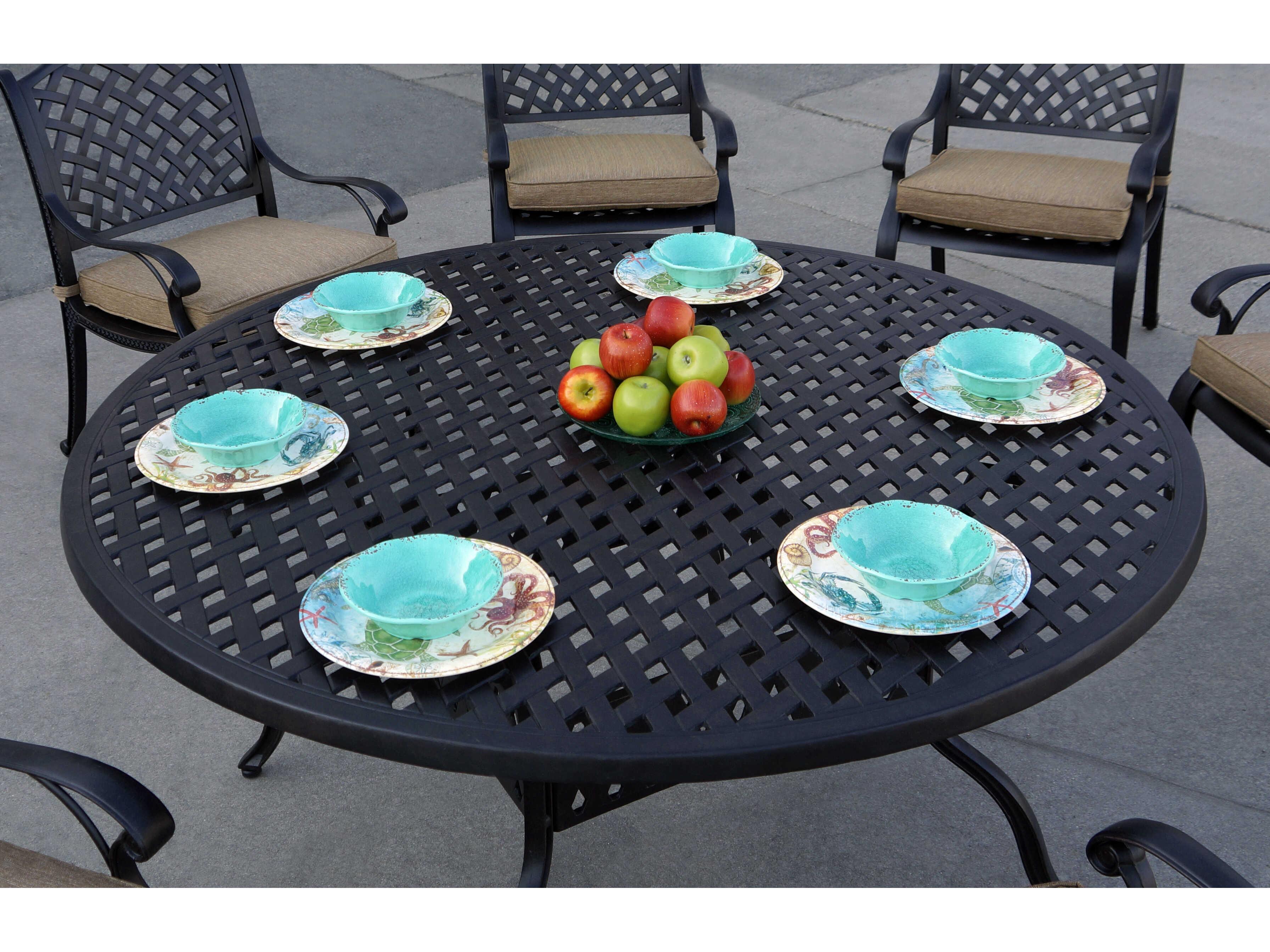 Darlee Outdoor Living Standard Nassau Cast Aluminum Antique Bronze 7 Piece Dining Set