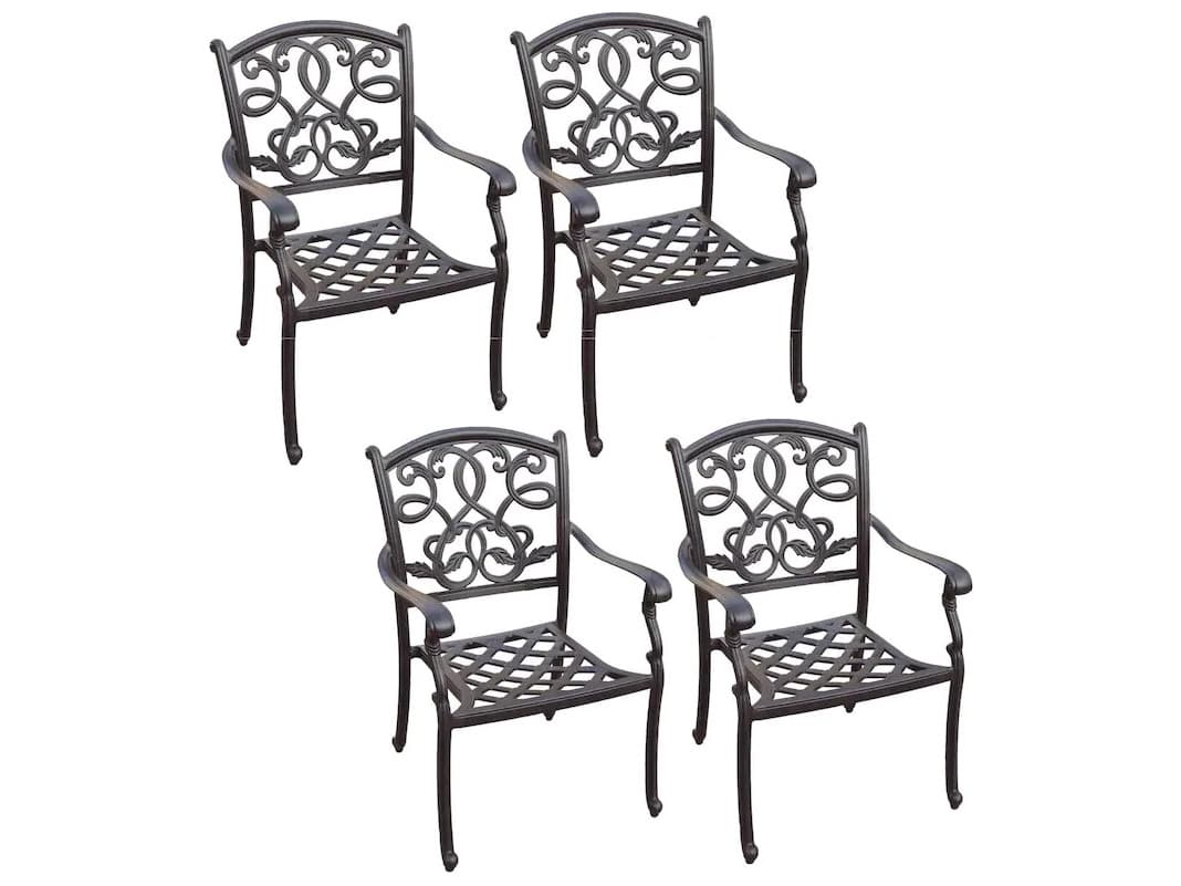 Darlee Outdoor Living Santa Monica Cast Aluminum Dining Chair with Cushion Set of 4