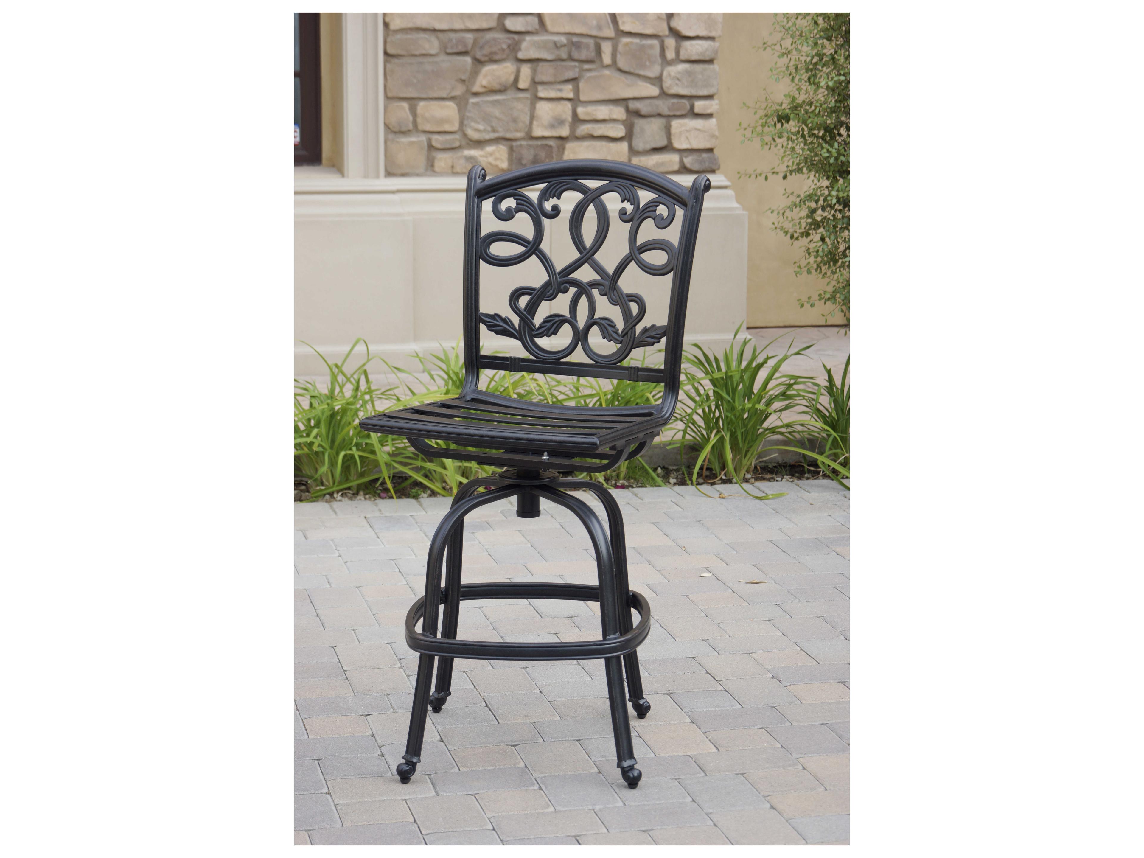 Darlee Outdoor Living Santa Monica Cast Aluminum Antique Bronze Swivel Bar Stool Set of 6