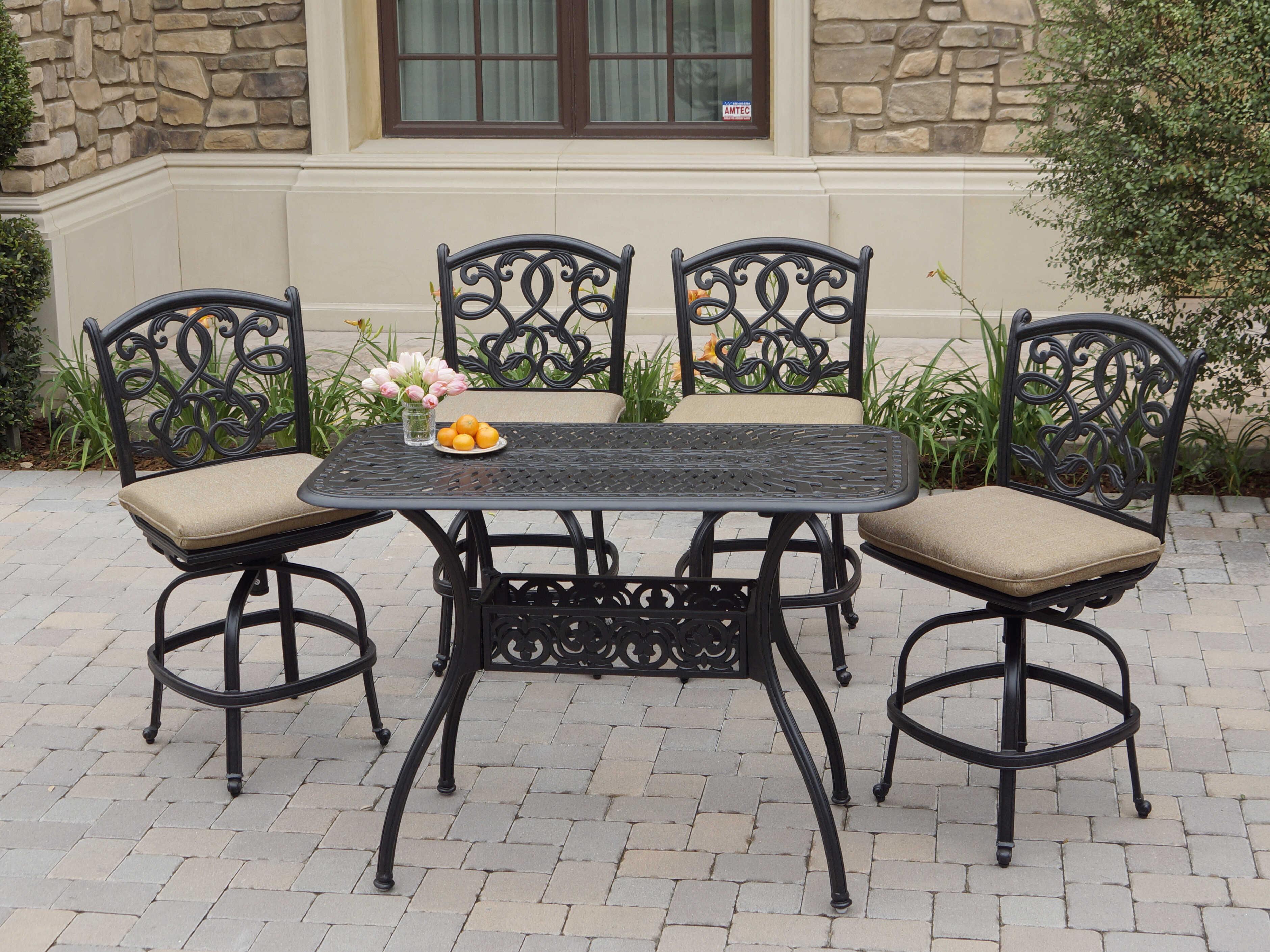 Darlee Outdoor Living Santa Monica Cast Aluminum Antique Bronze 5 Piece Counter Set