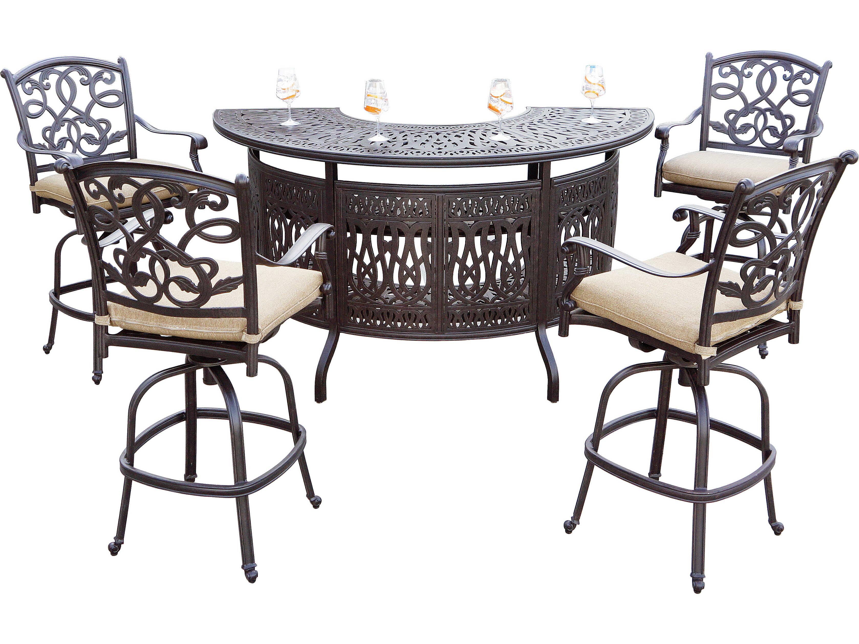Darlee Outdoor Living Santa Monica Cast Aluminum Antique Bronze 5 Piece Bar Set