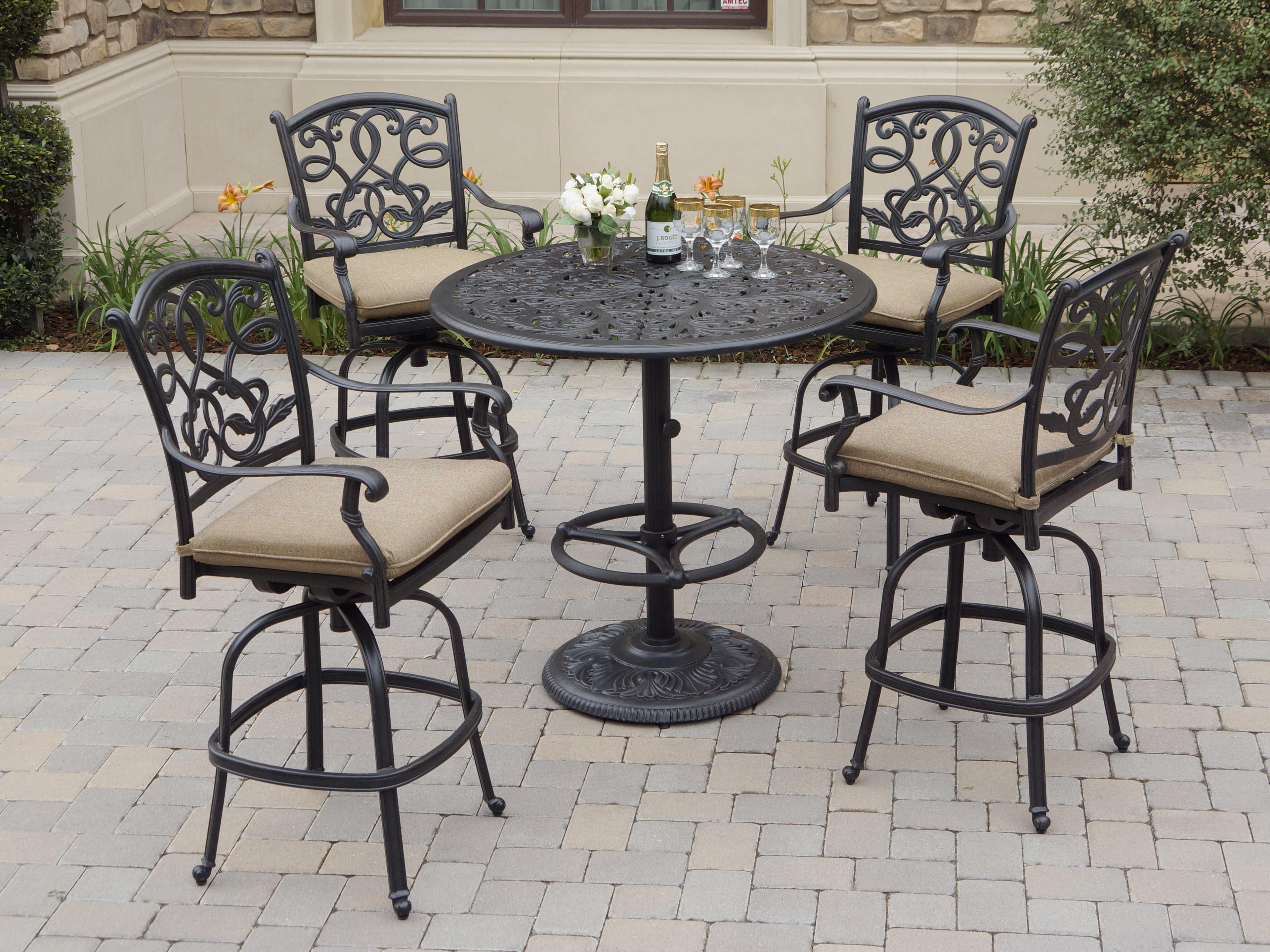 Darlee Outdoor Living Santa Monica Cast Aluminum Antique Bronze 5 Piece Bar Set