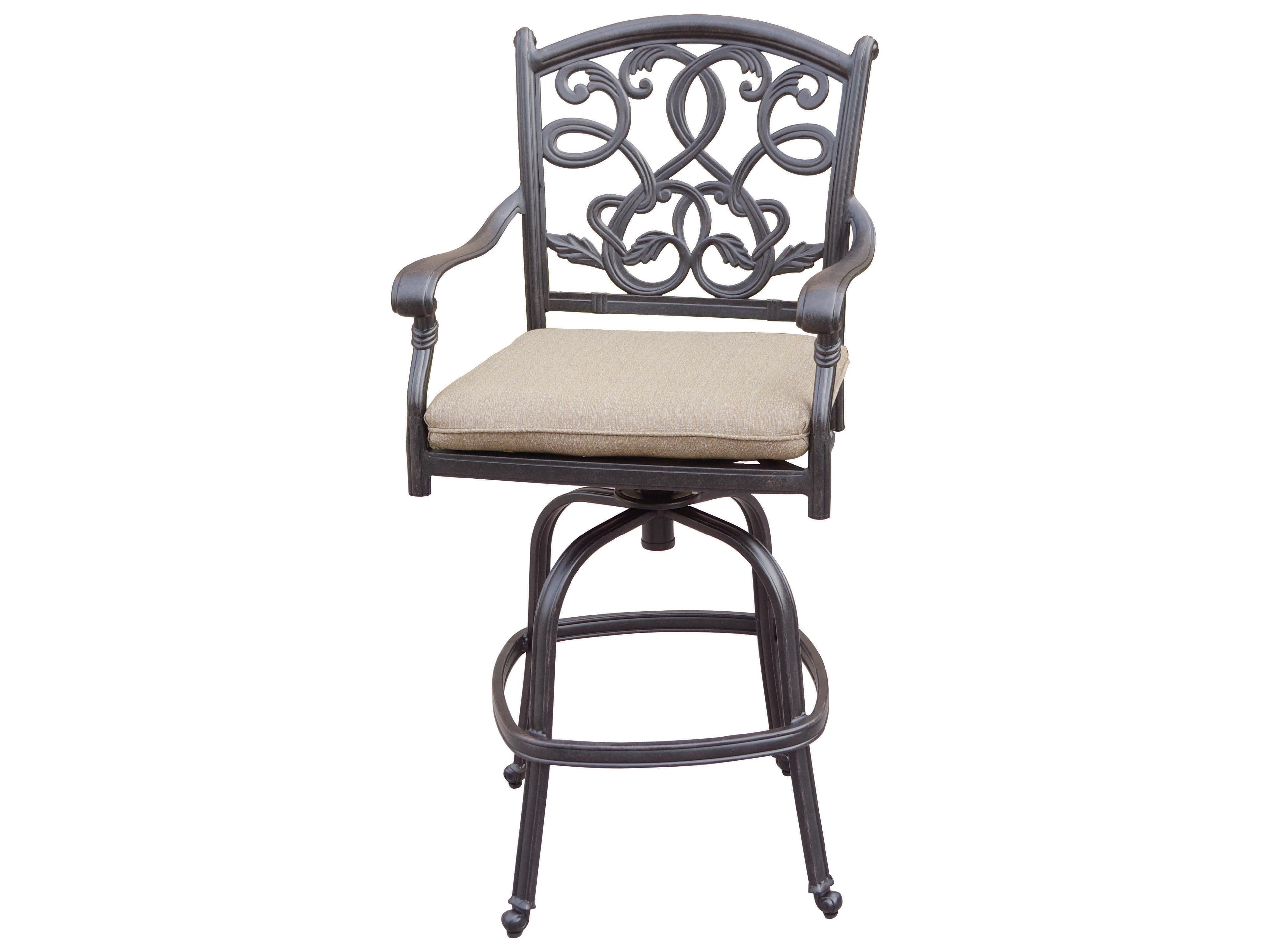 Darlee Outdoor Living Santa Monica Cast Aluminum Antique Bronze Swivel Bar Stool Set of 6