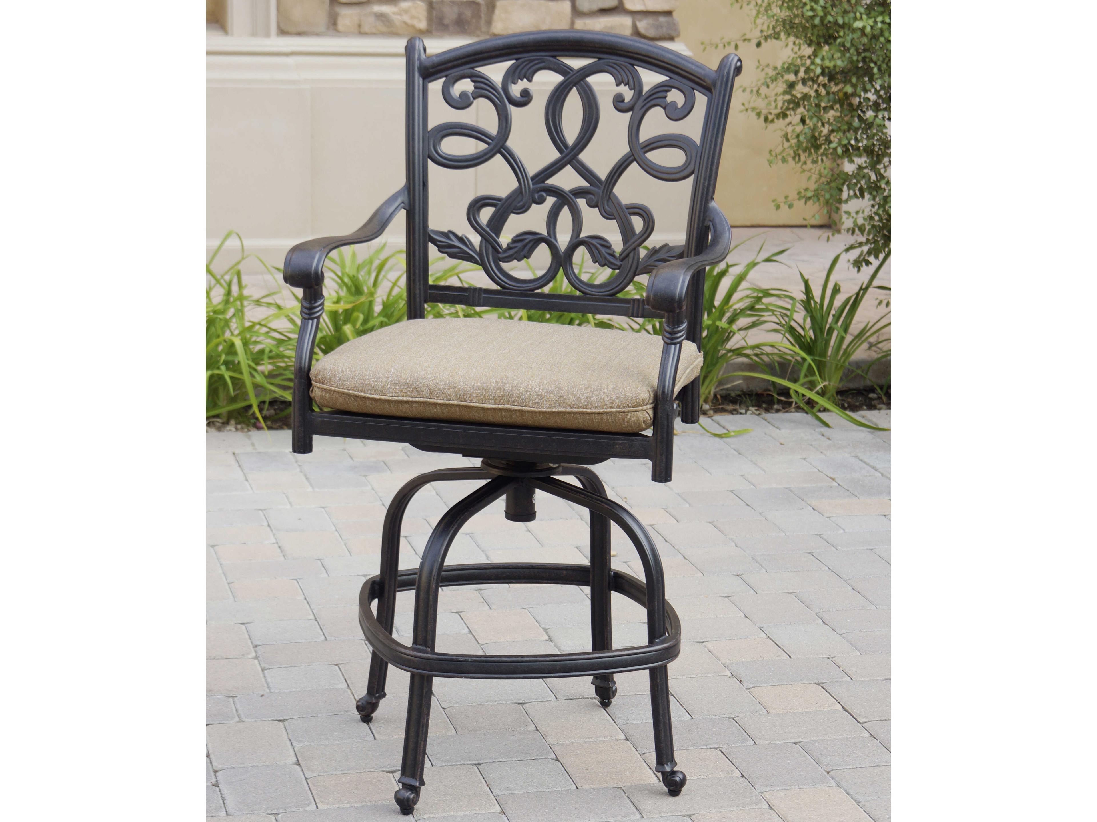 Darlee Outdoor Living Santa Monica Cast Aluminum Antique Bronze Swivel Counter Height Stool Set of 6
