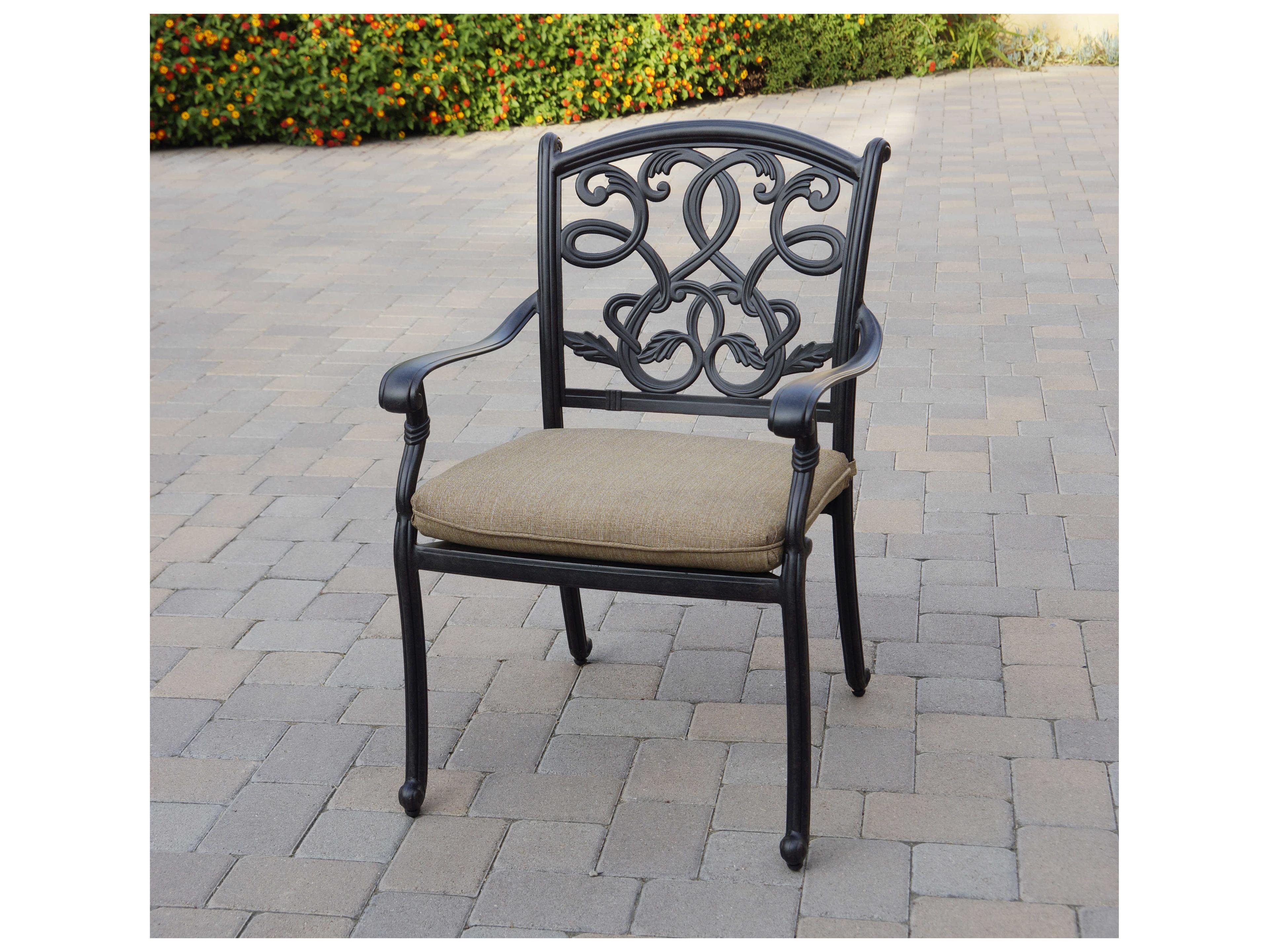 Darlee Outdoor Living Santa Monica Cast Aluminum Antique Bronze 9 Piece Fire Pit Dining Set