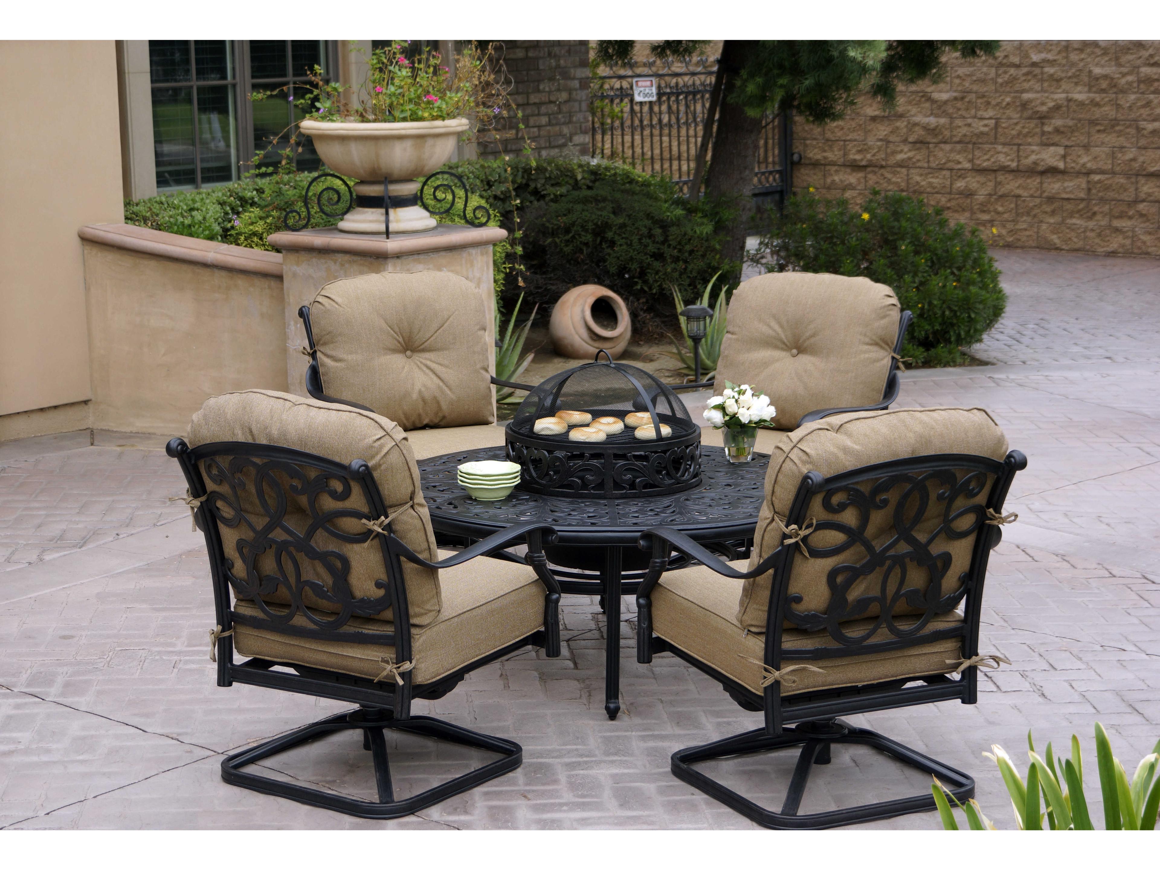 Darlee Outdoor Living Santa Monica Cast Aluminum Antique Bronze Swivel Rocker Lounge Chair Set of 4