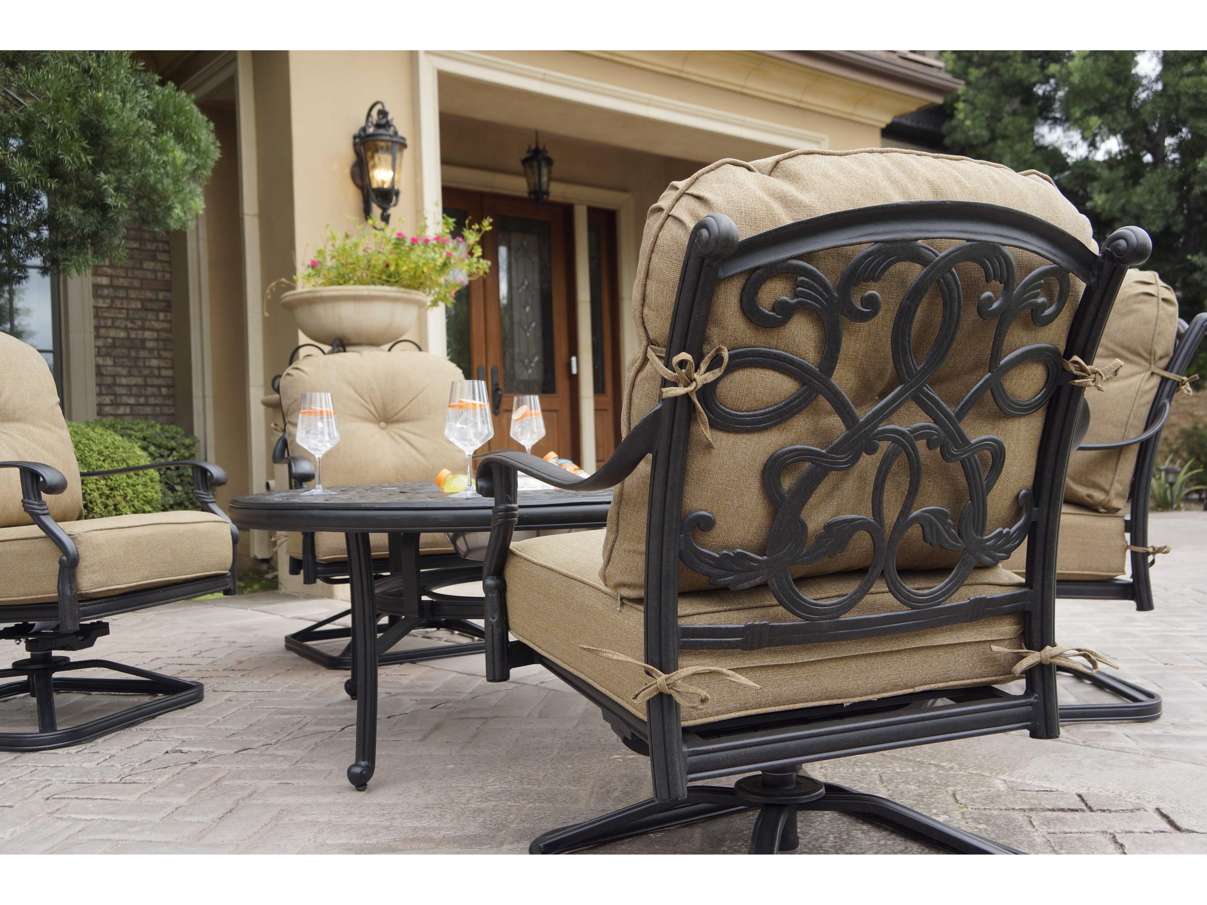 Darlee Outdoor Living Santa Monica Cast Aluminum Antique Bronze 5 Piece Lounge Set with Ice Bucket Insert