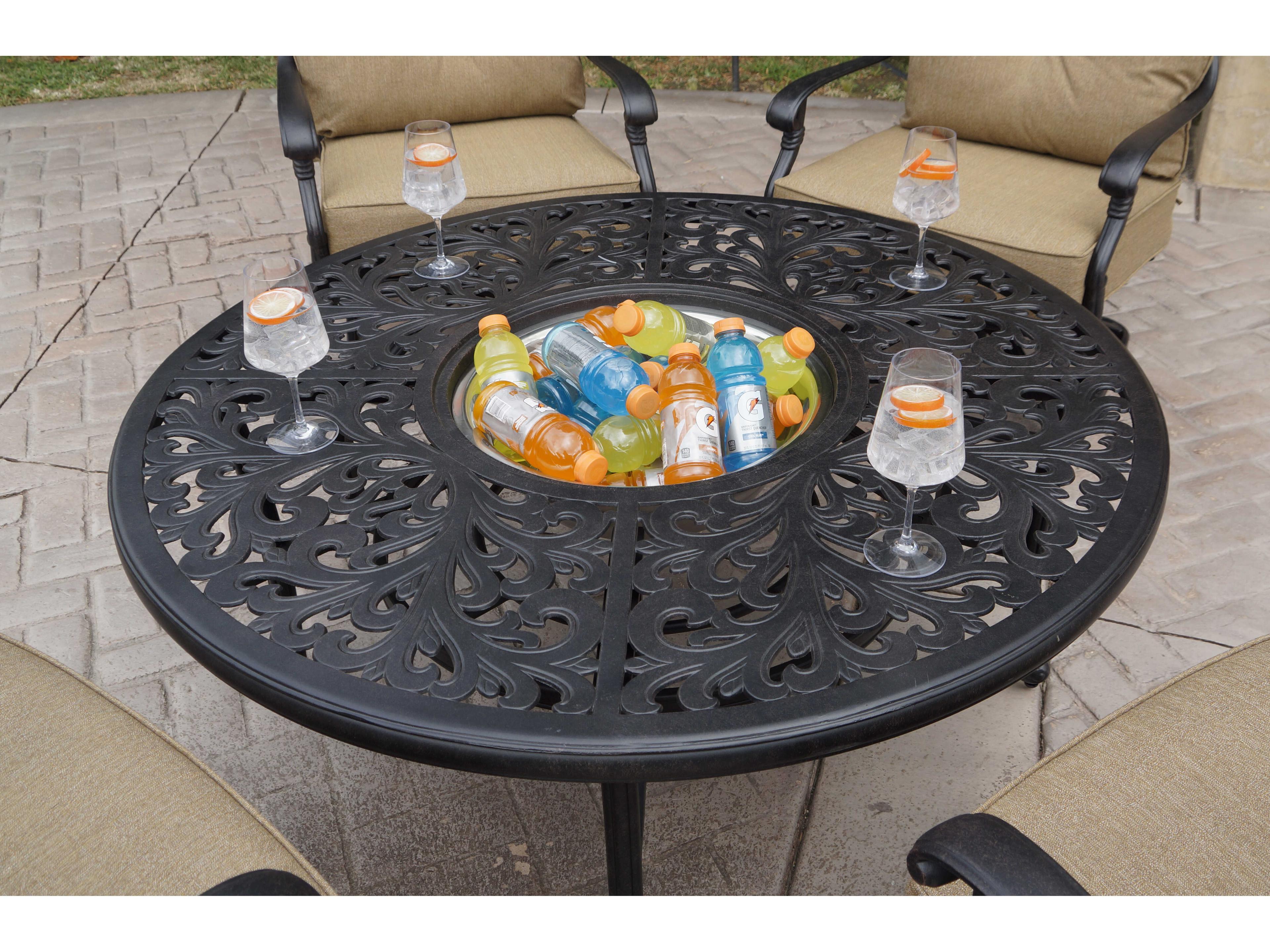 Darlee Outdoor Living Santa Monica Cast Aluminum Antique Bronze 5 Piece Lounge Set with Ice Bucket Insert