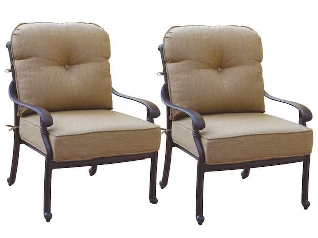 Darlee Outdoor Living Santa Monica Cast Aluminum Club Chair with Cushions Set of 2