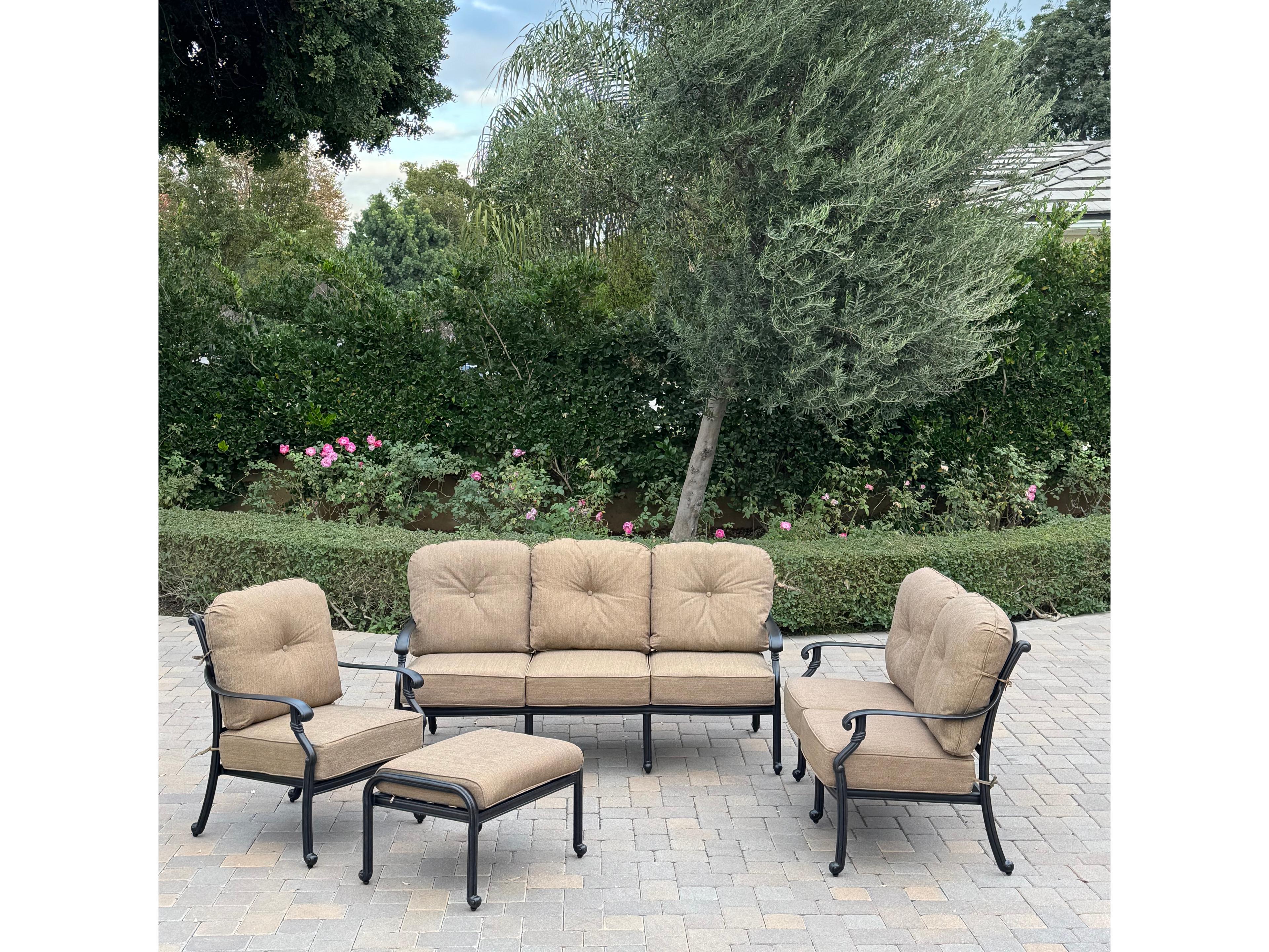 Darlee Outdoor Living Santa Monica Cast Aluminum 4-Piece Deep Seating Set with Cushions