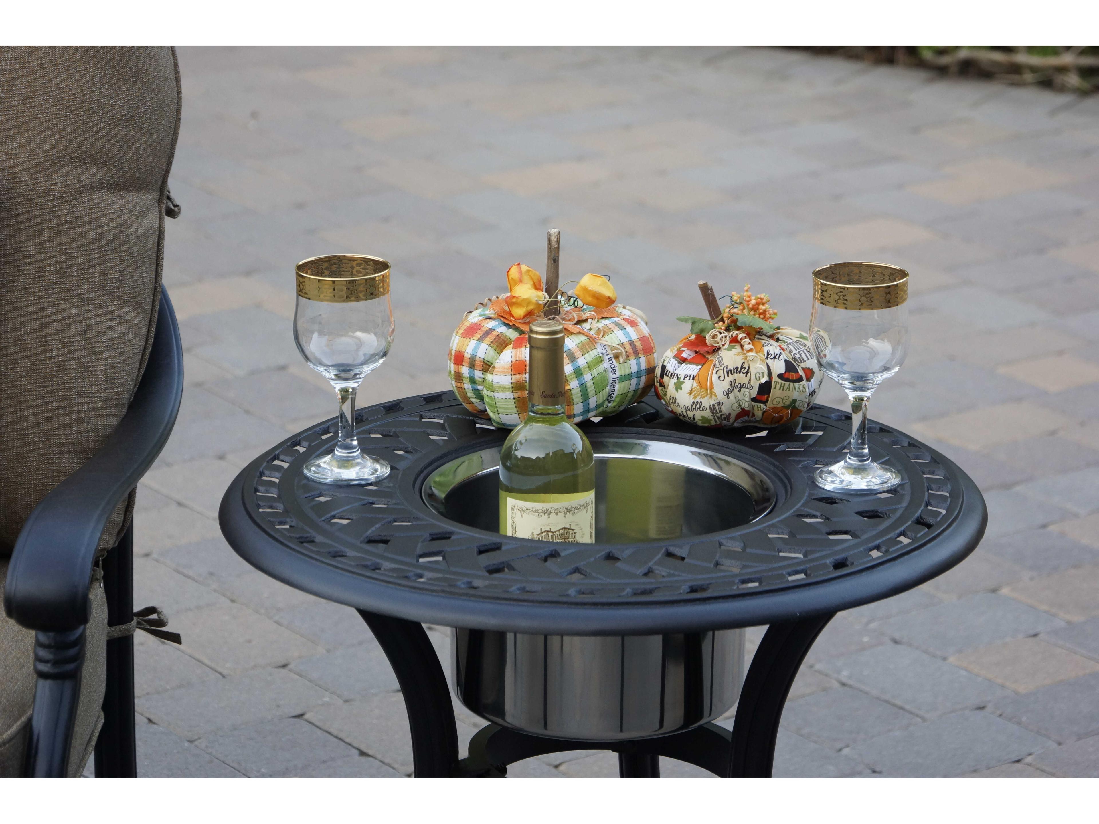 Darlee Outdoor Living Santa Monica Cast Aluminum Antique Bronze 5 Piece Lounge Set with Ice Bucket Insert