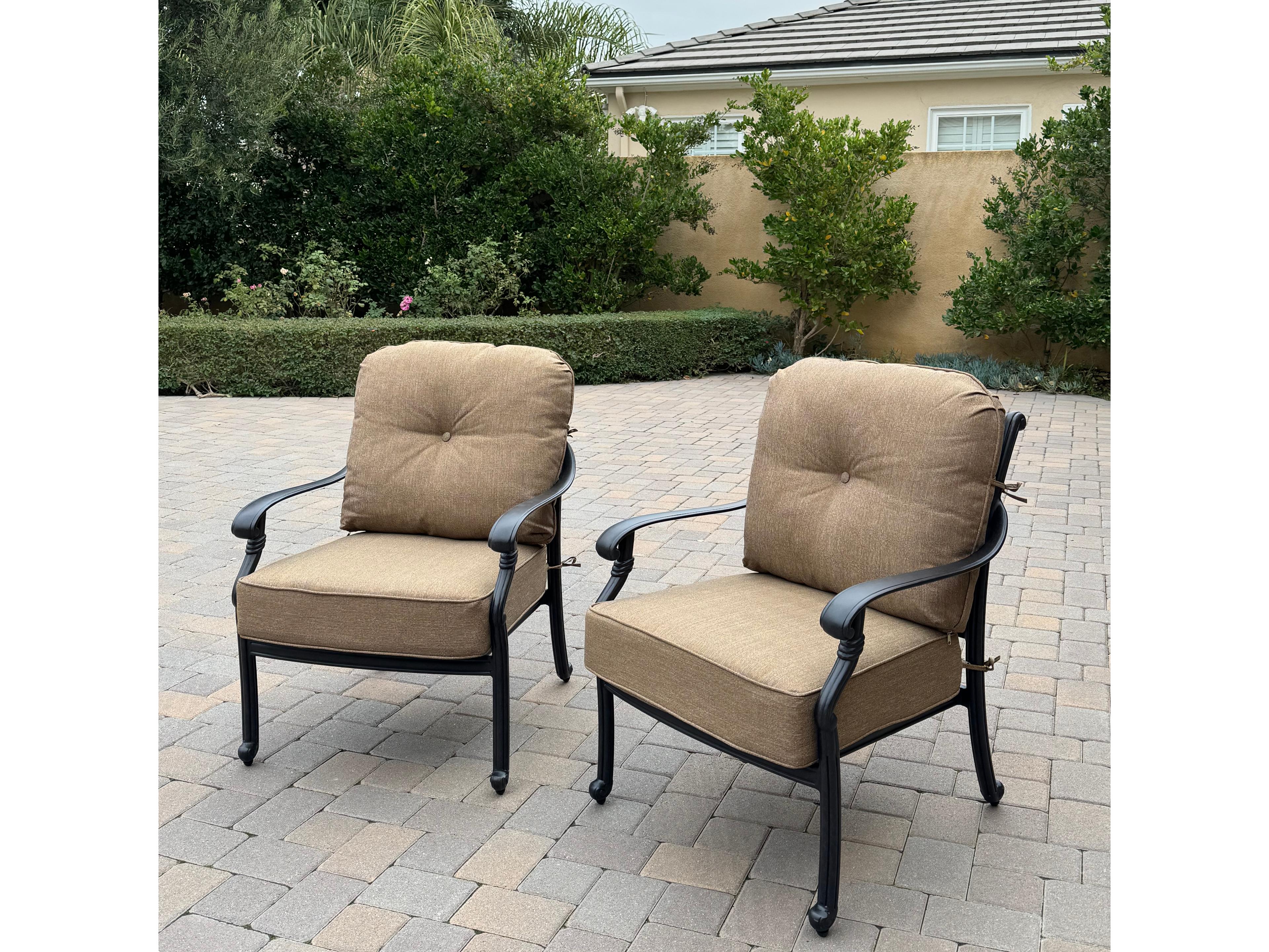 Darlee Outdoor Living Santa Monica Cast Aluminum 6-Piece Conversation Set with 49" X 35" Rectangular Fire Pit Chat Table