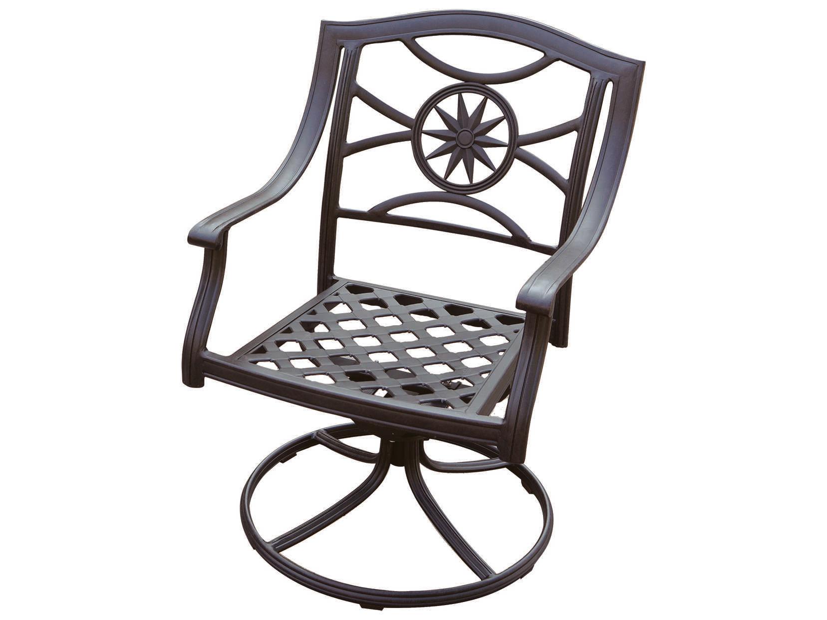 Darlee Outdoor Living Ten Star Cast Aluminum Antique Bronze Swivel Rocker Dining Arm Chair Set of 4