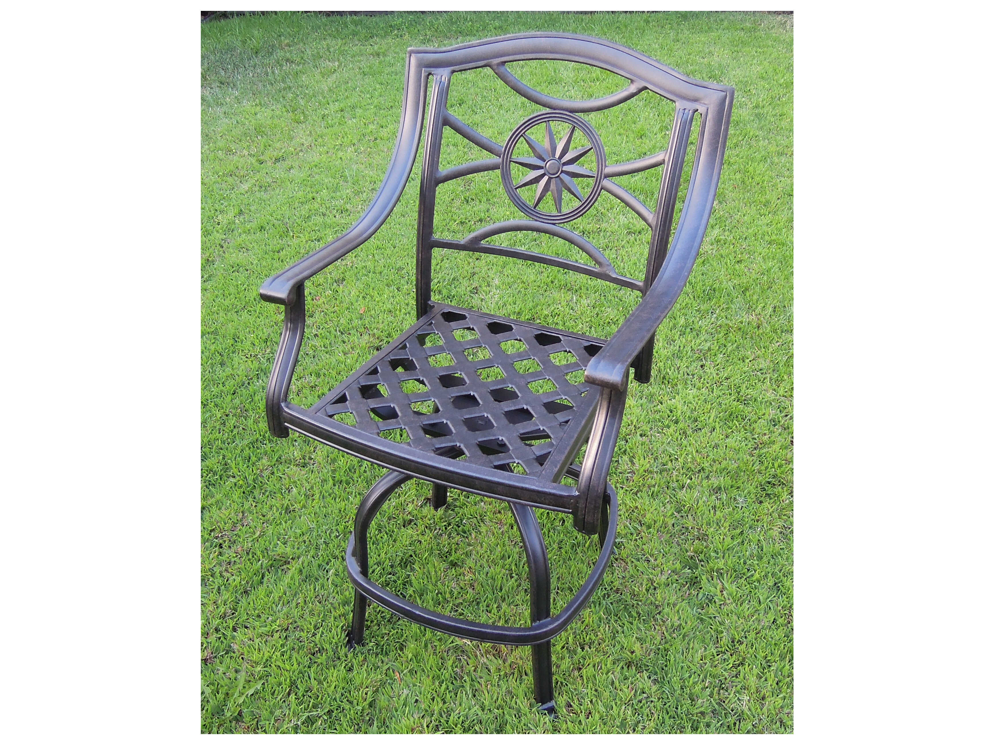 Darlee Outdoor Living Ten Star Cast Aluminum Antique Bronze Swivel Counter Height Stool Set of 6