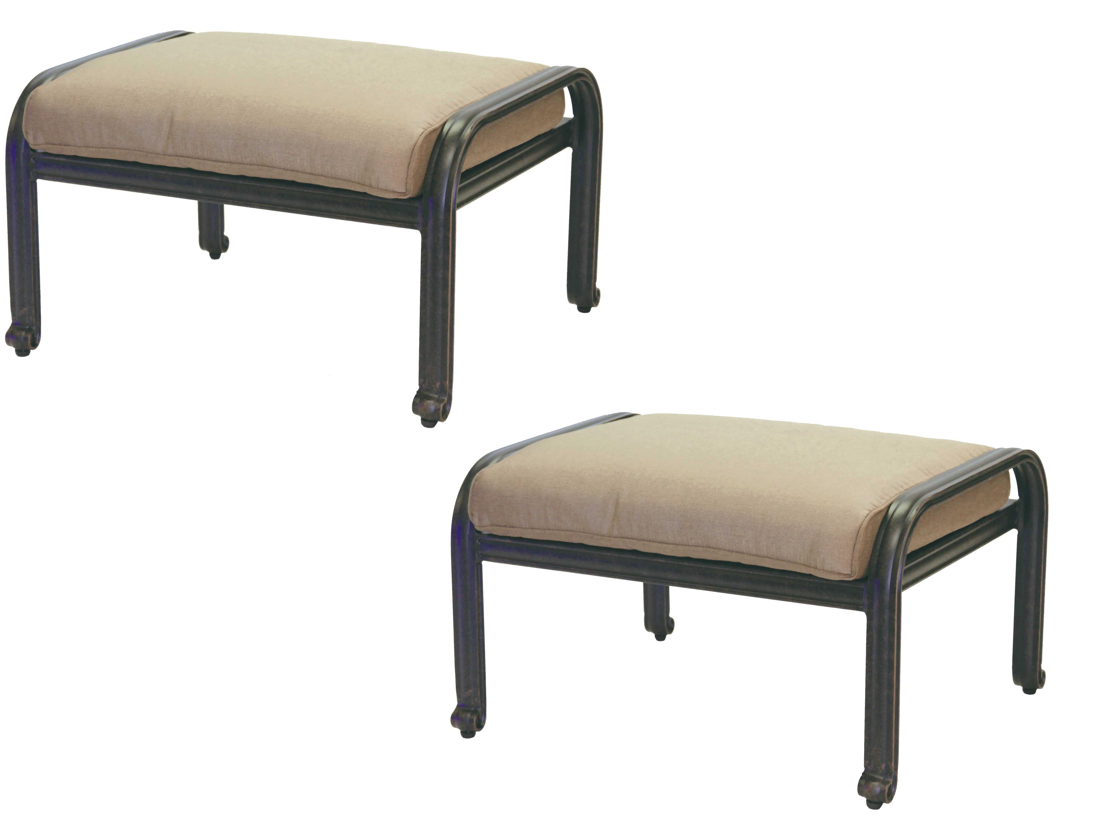 Darlee Outdoor Living Nassau Cast Aluminum Ottoman with Cushion Set of 2