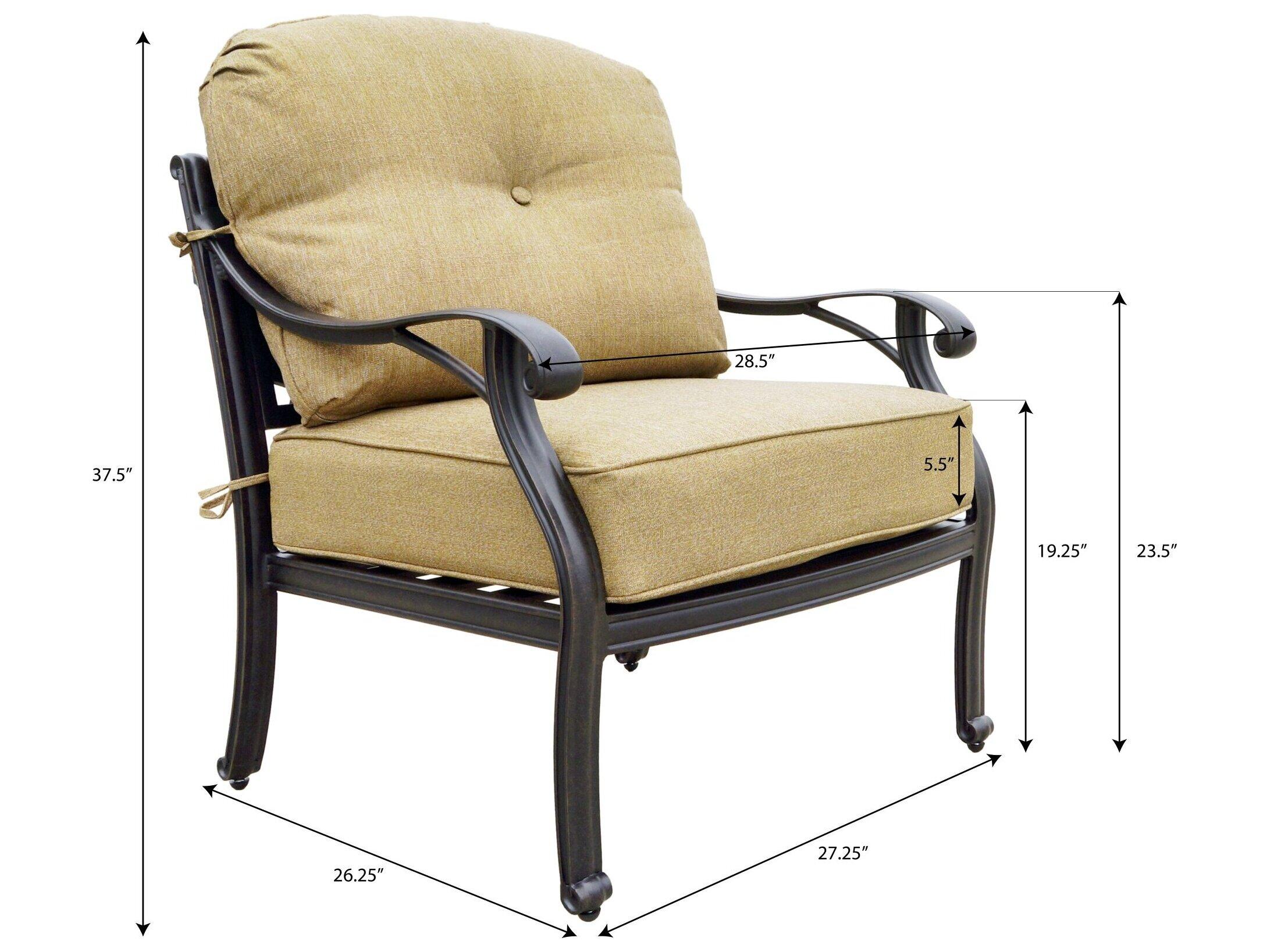 Darlee Outdoor Living Nassau Cast Aluminum Club Chair with Cushions Set of 2