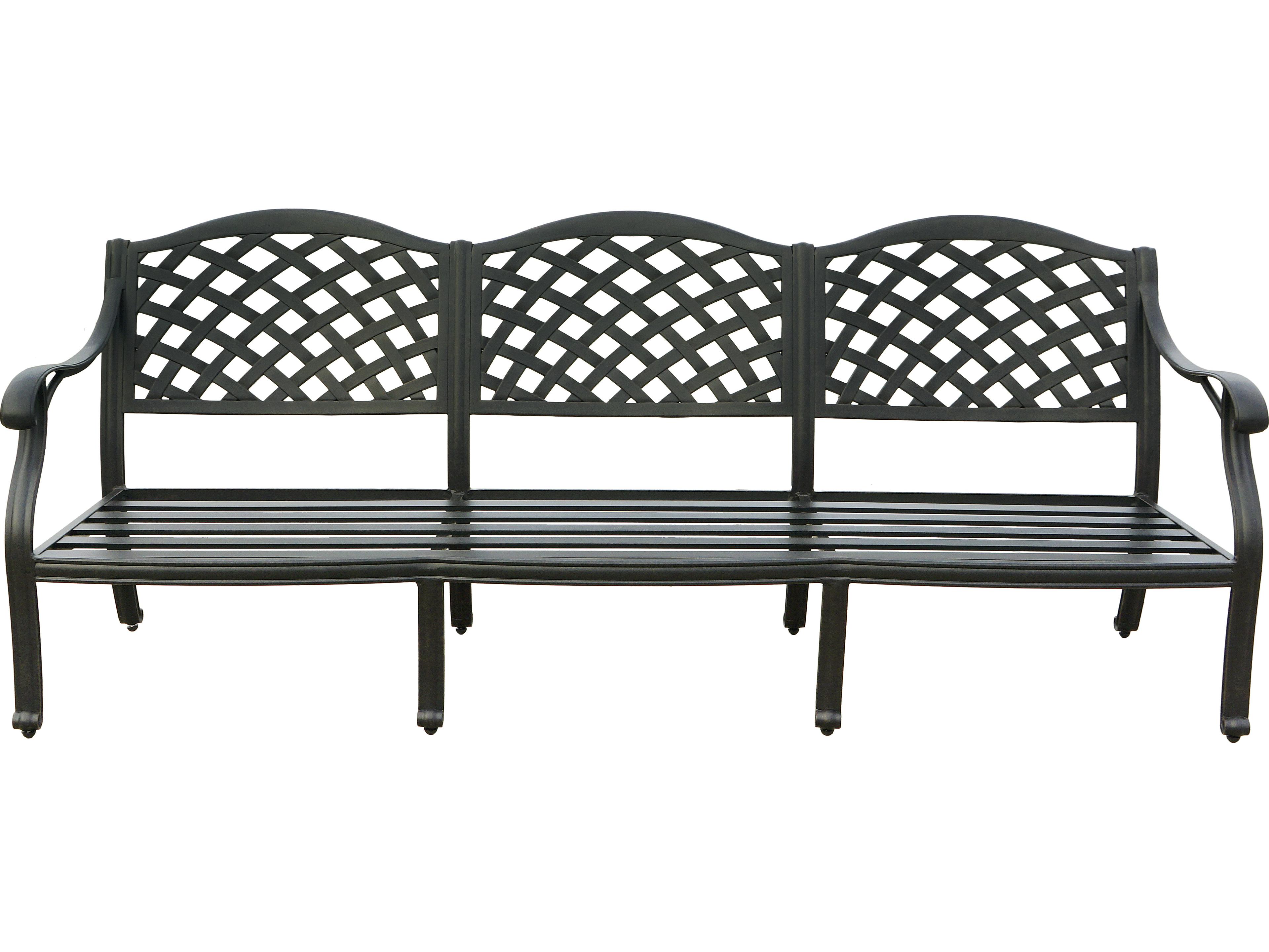 Darlee Outdoor Living Nassau Cast Aluminum Antique Bronze 4 Piece Lounge Set in Sesame Cushions with 46''W x 31''D Oval Coffee Table