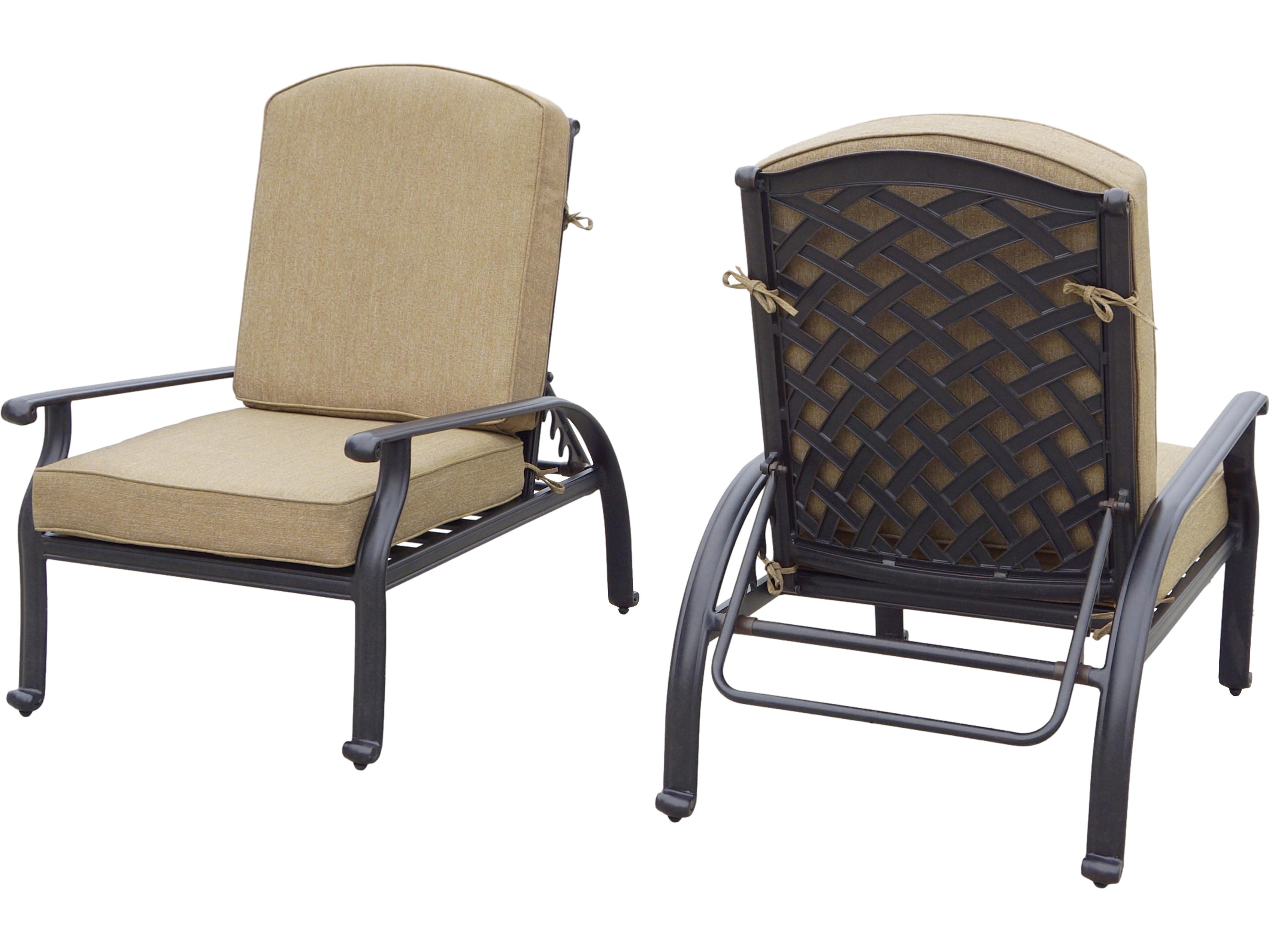 Darlee Outdoor Living Nassau Cast Aluminum Antique Bronze 4 Piece Lounge Set in Sesame Cushions with 42''W x 21''D Rectangular Coffee Table