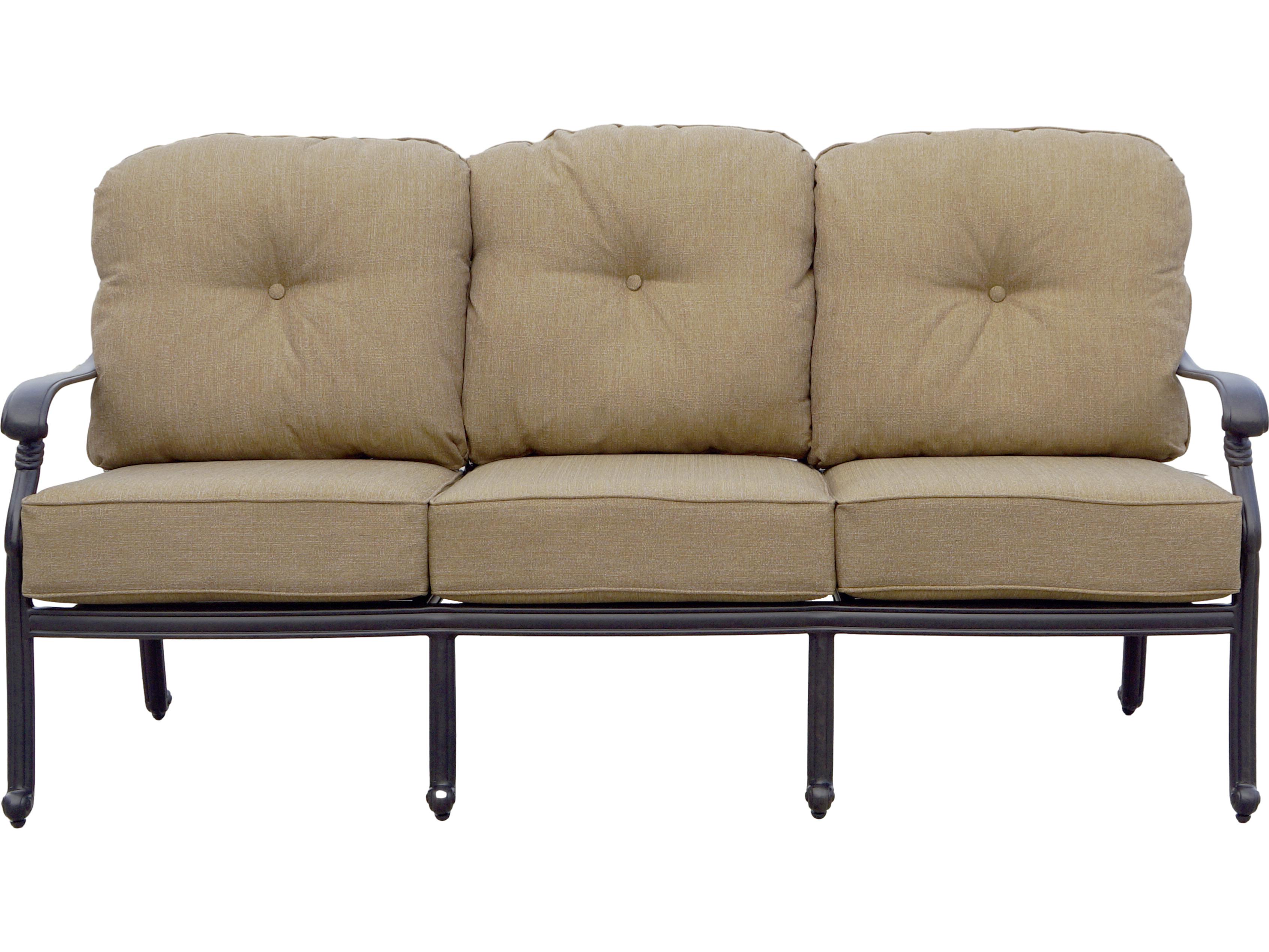 Darlee Outdoor Living Santa Monica Cast Aluminum Antique Bronze Series 80 4 Piece Lounge Set in Sesame Cushions with 42''W x 21''D Rectangular Coffee Table