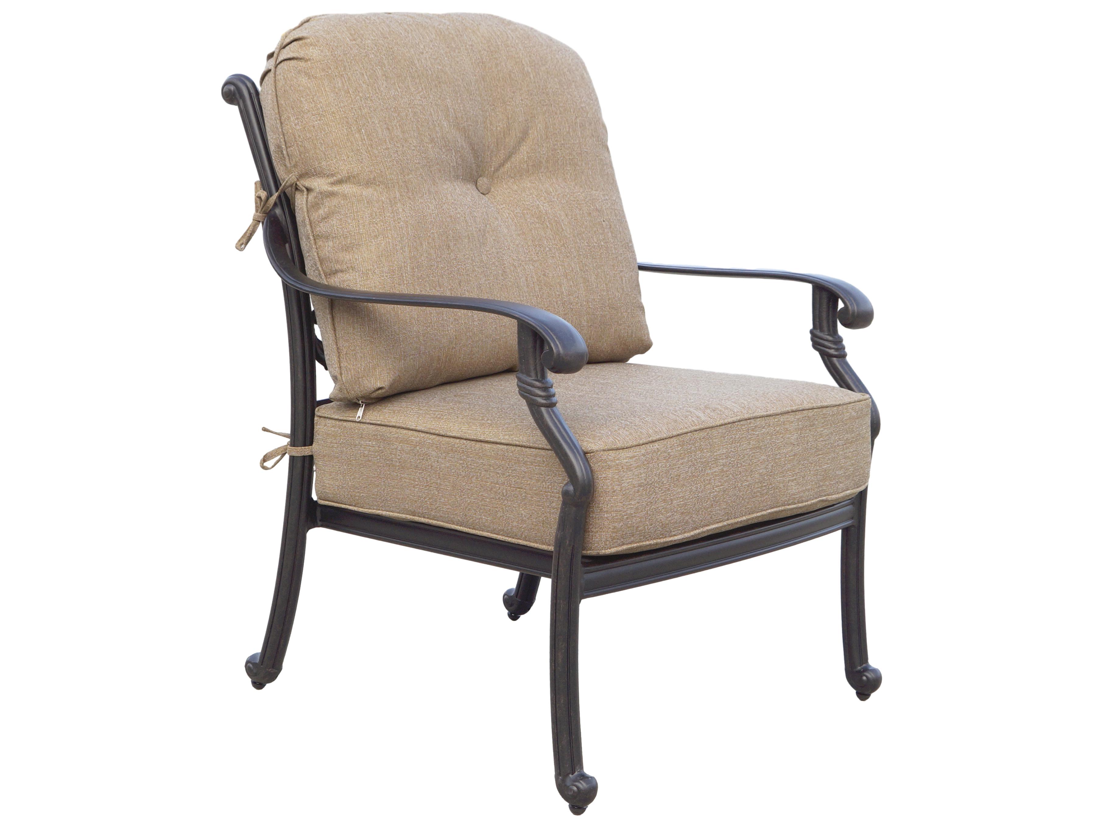 Darlee Outdoor Living Santa Monica Cast Aluminum Antique Bronze 6 Piece Lounge Set in Sesame Cushions with 42''W x 21''D Rectangular Coffee Table