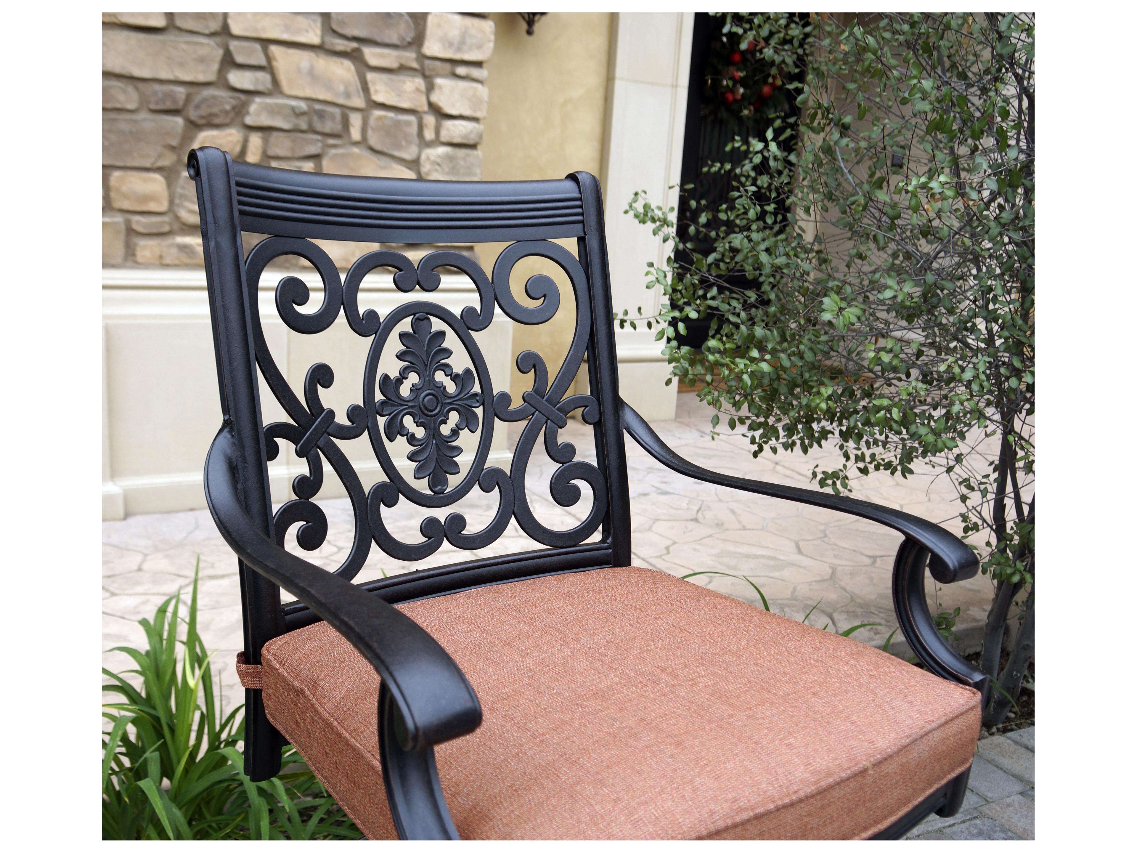 Darlee Outdoor Living St. Cruz Antique Bronze Cast Aluminum 11 Piece Dining Set in Spicy Chill with 92-120''W x 42''D Rectangular Extension Table