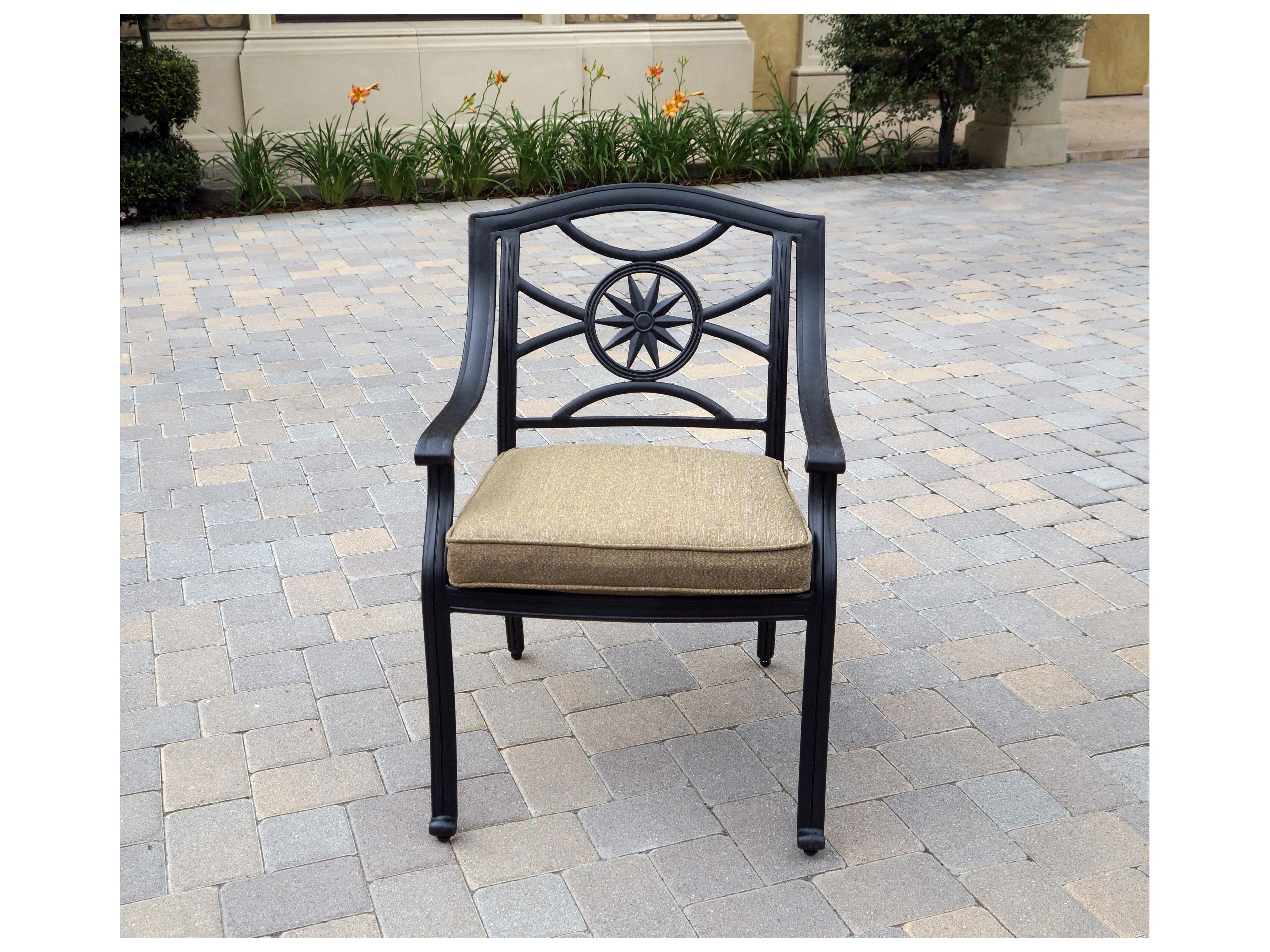 Darlee Outdoor Living Ten Star Antique Bronze Cast Aluminum 9 Piece Dining Set in Sesame Cushions with 64'' Wide Square Dining Table