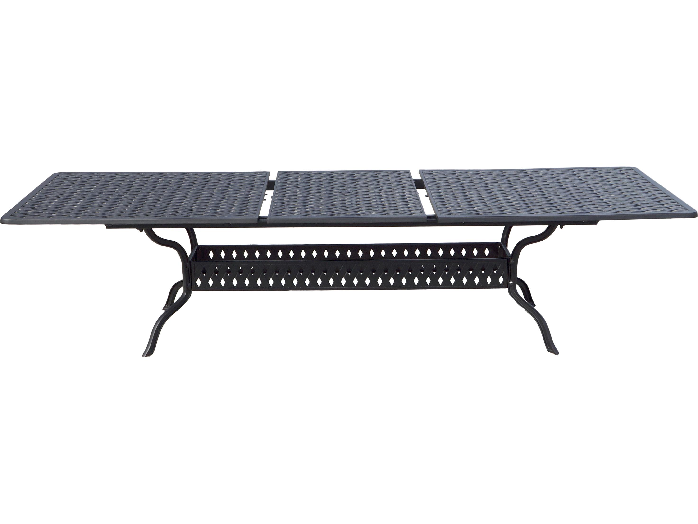 Darlee Outdoor Living Ten Star Antique Bronze Cast Aluminum 11 Piece Dining Set in Sesame Cushions with 92-120'"W x 42''D Rectangular Extension Table