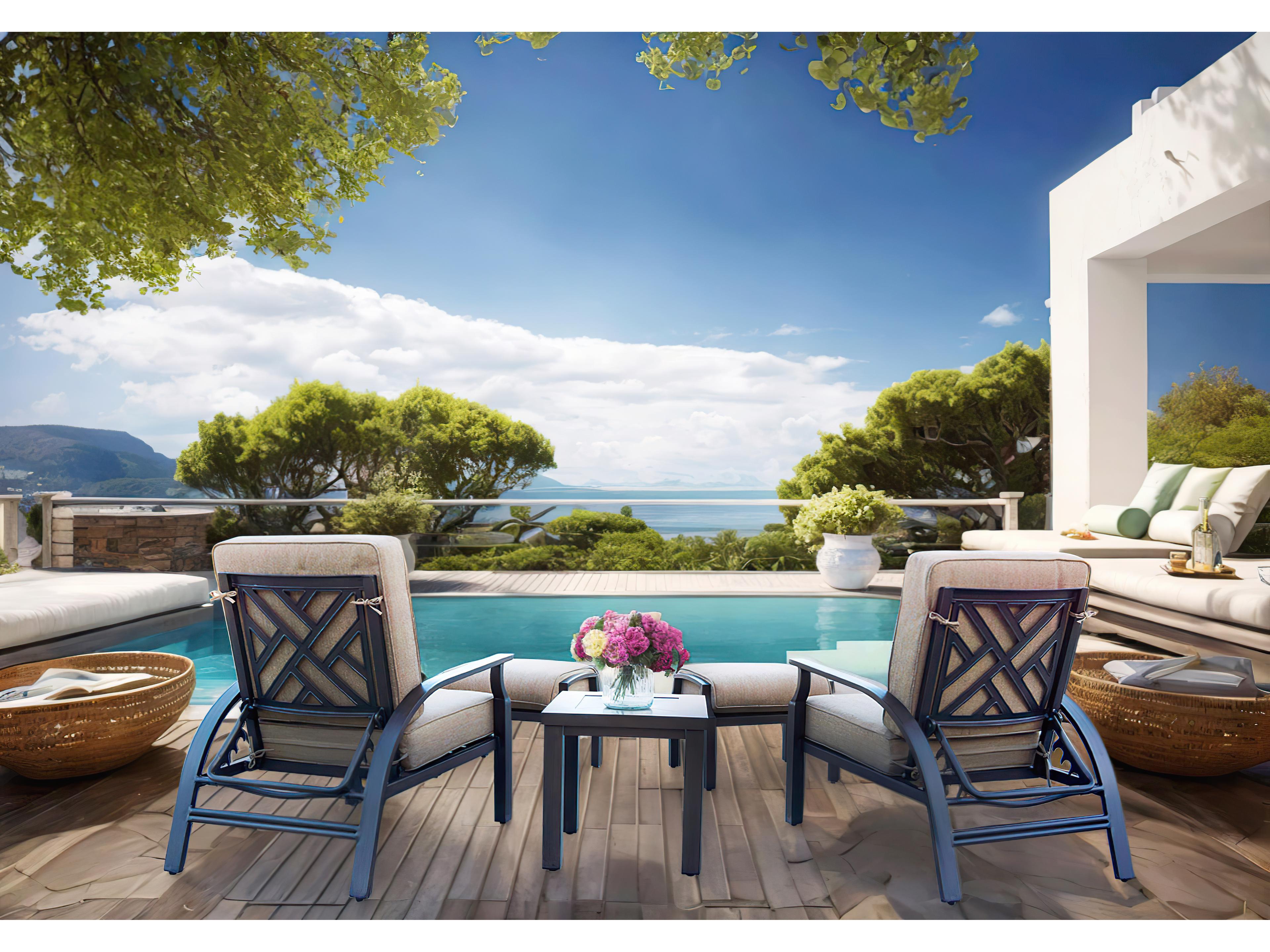 Darlee Outdoor Living Brooklyn Aluminum Multibrown 5 Piece Lounge Set in Sesame Cushions with 21'' Wide Square End Table