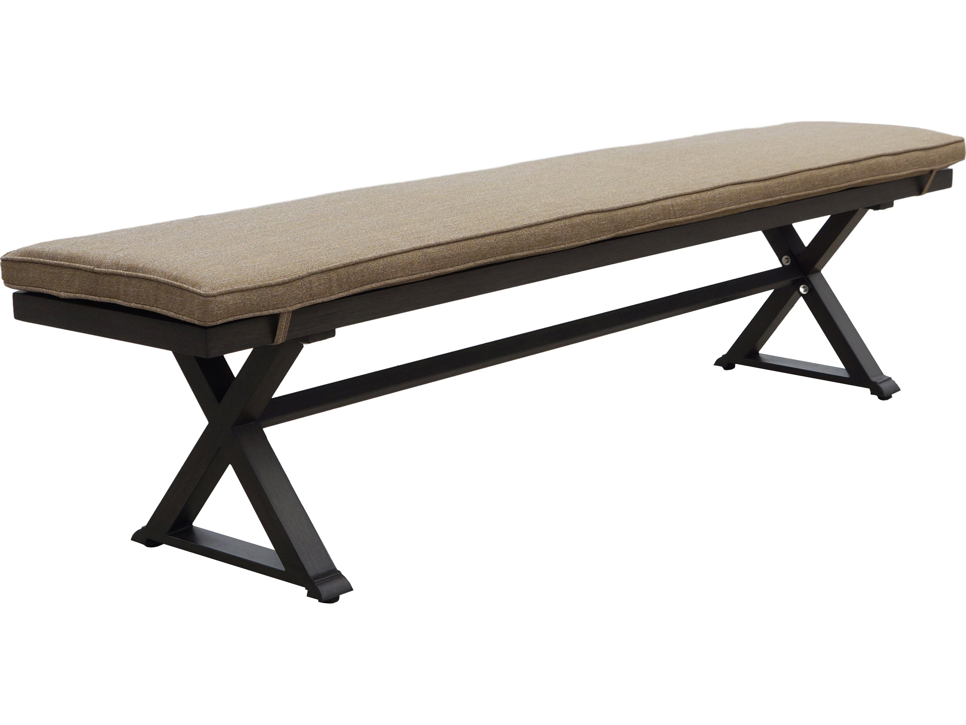 Darlee Outdoor Living Brooklyn Aluminum Multibrown Bench in Sesame Cushions