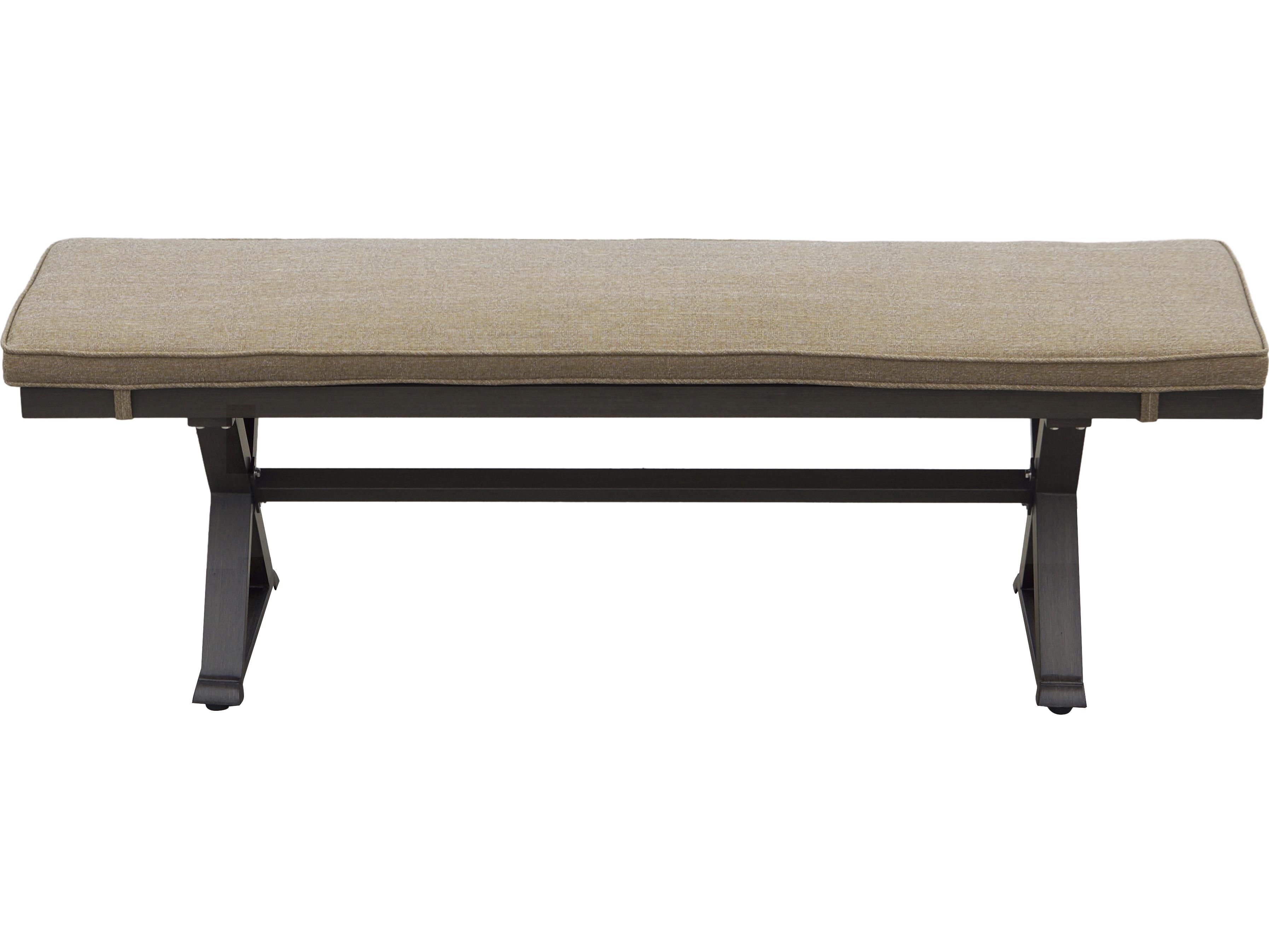 Darlee Outdoor Living Brooklyn Aluminum Multibrown 3 Piece Dining Set in Sesame Cushions with 67''W x 39''D Rectangular Dining Table