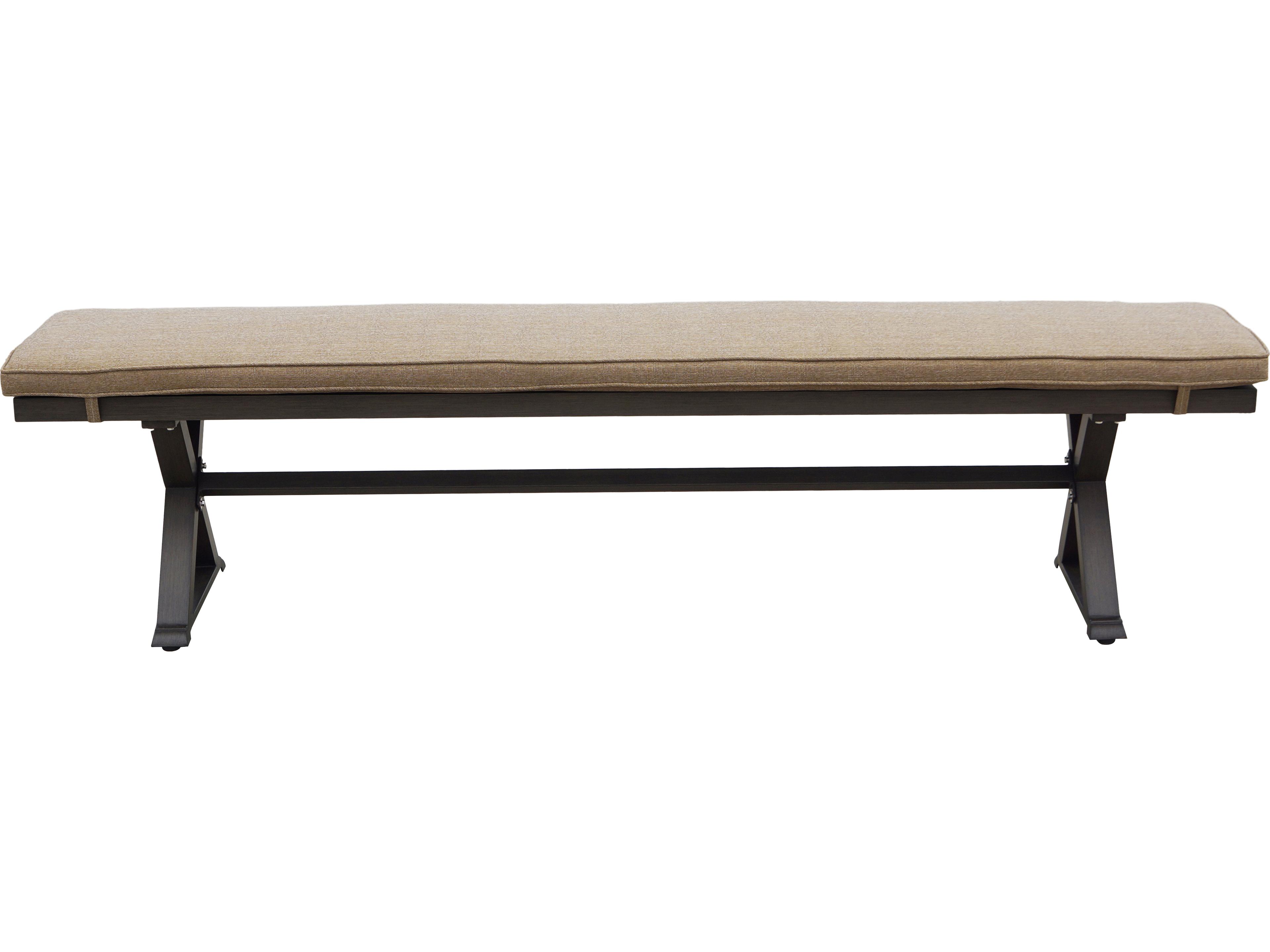 Darlee Outdoor Living Brooklyn Aluminum Multibrown 3 Piece Dining Set in Sesame Cushions with 86''W x 44''D Rectangular Dining Table