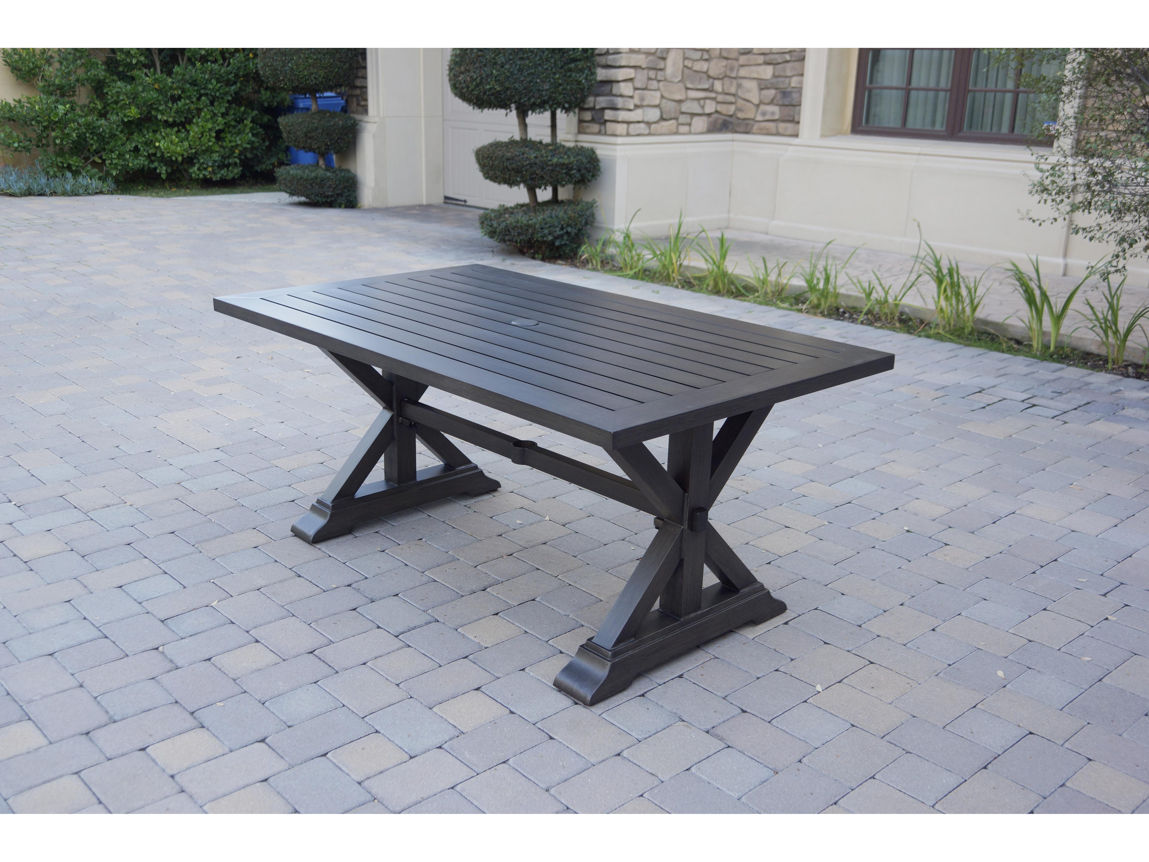 Darlee Outdoor Living Brooklyn Aluminum Multibrown 5 Piece Dining Set in Sesame Cushions with 67''W x 39''D Rectangular Dining Table