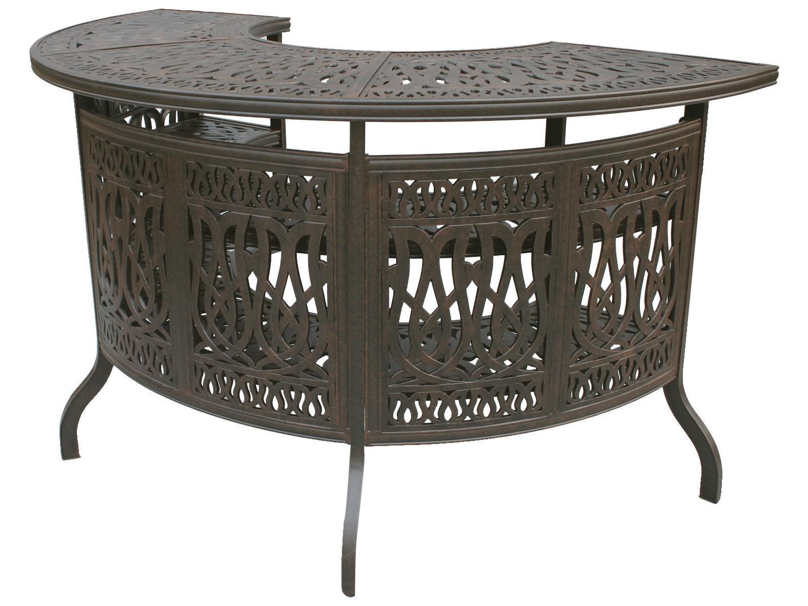 Darlee Outdoor Living St. Cruz Cast Aluminum Antique Bronze 5 Piece Bar Set with Sesame Cushions with 75'' Party Bar