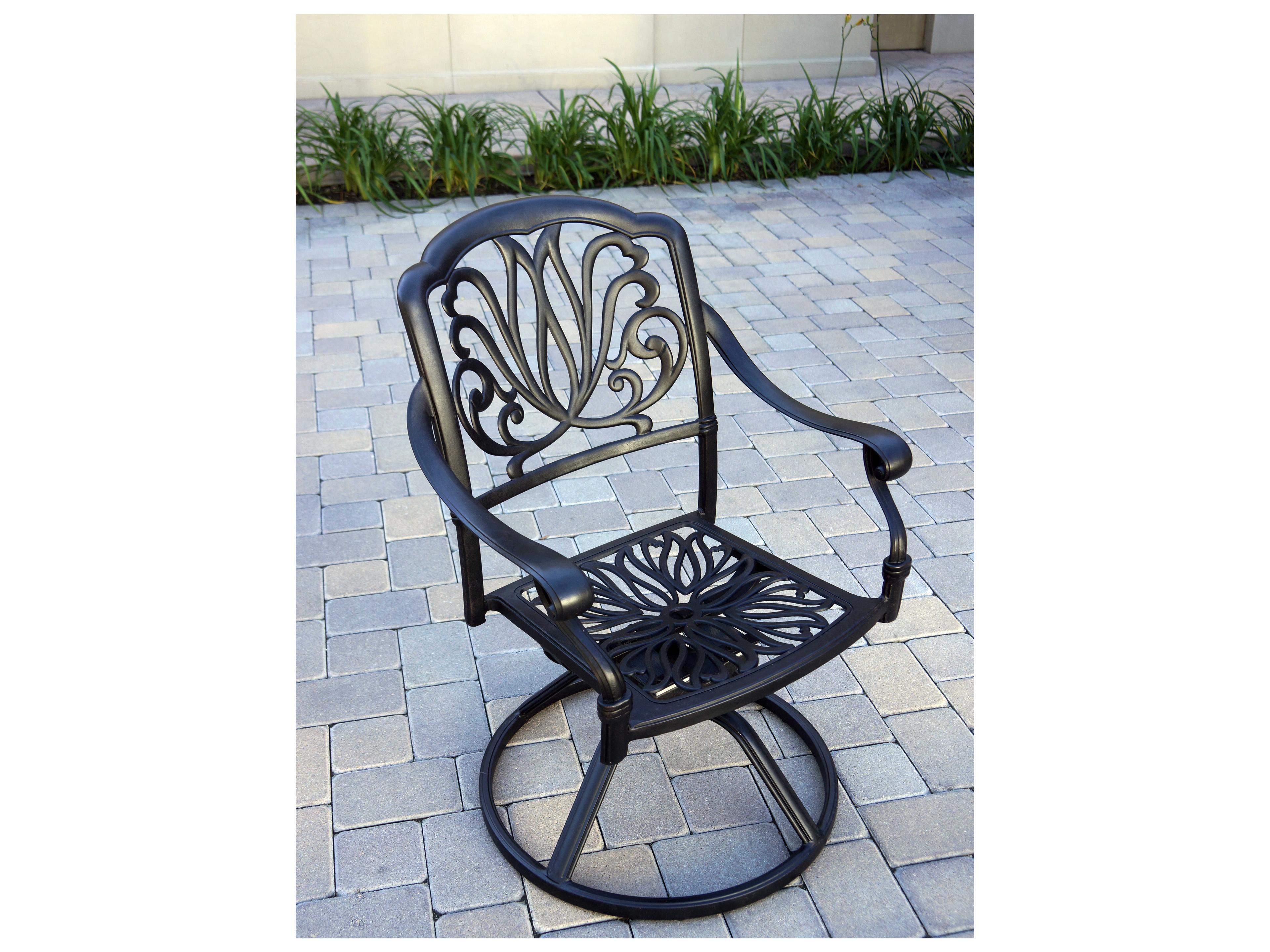 Darlee Outdoor Living Elisabeth Cast Aluminum Antique Bronze Swivel Rocker Dining Arm Chair Set of 4
