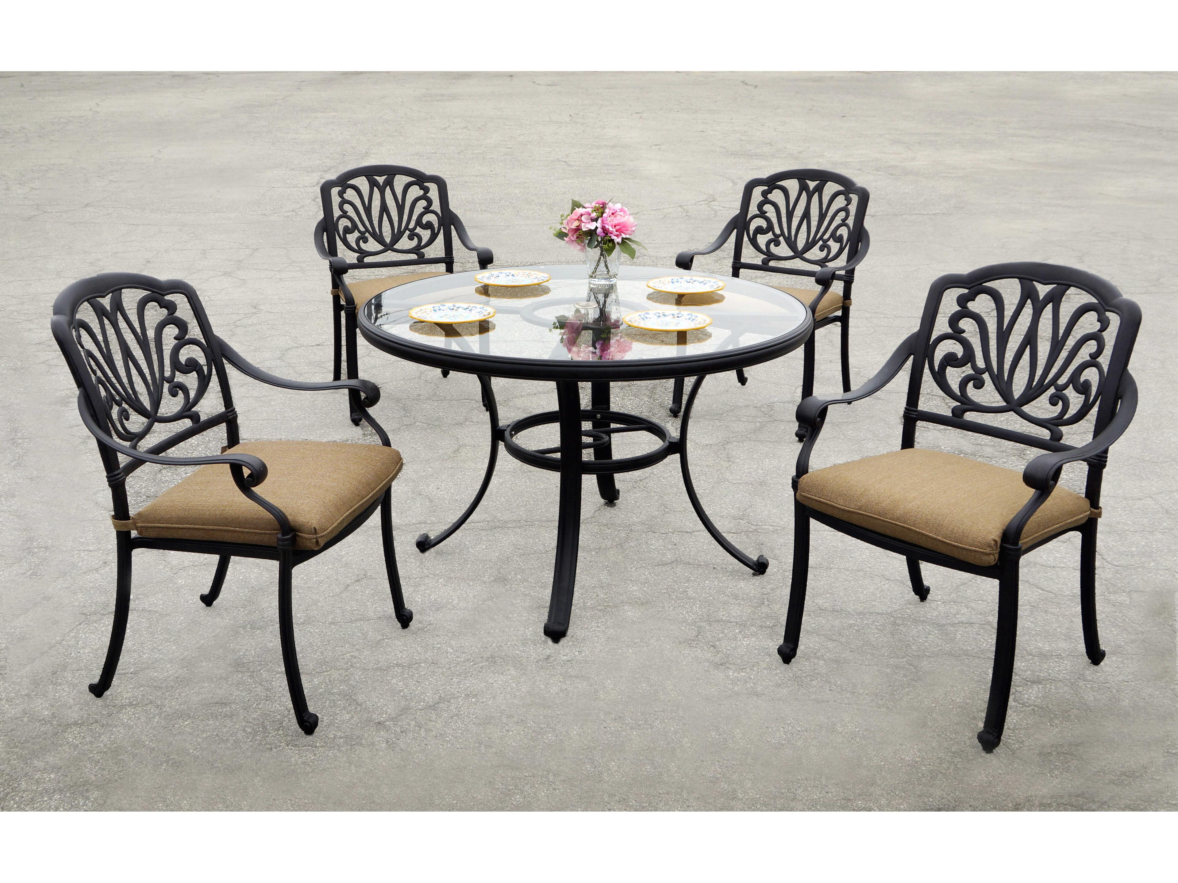 Darlee Outdoor Living Elisabeth Cast Aluminum Antique Bronze 5 Piece Dining Set