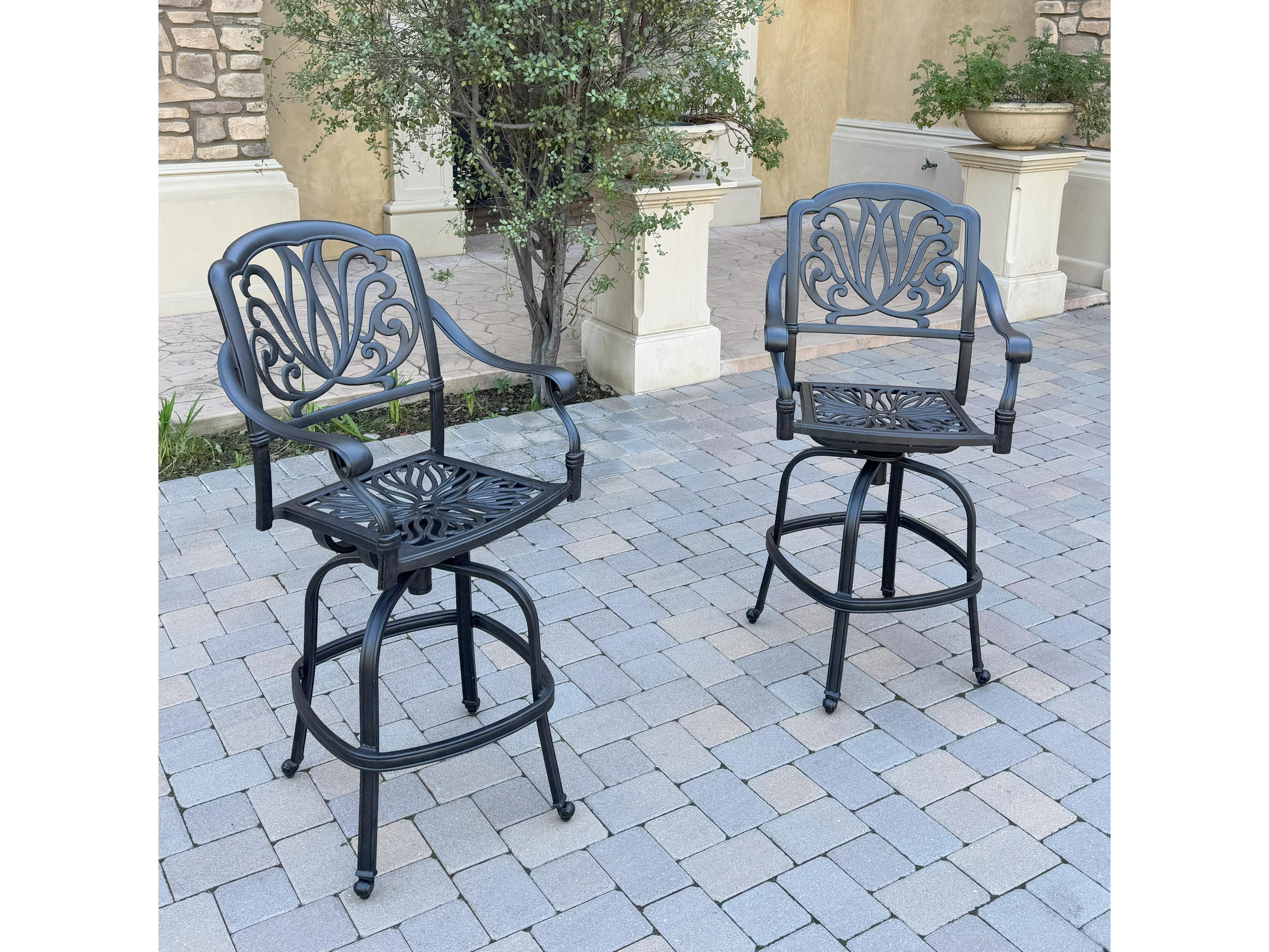 Darlee Outdoor Living Elisabeth Cast Aluminum Swivel Bar Stool ( set of 2 )