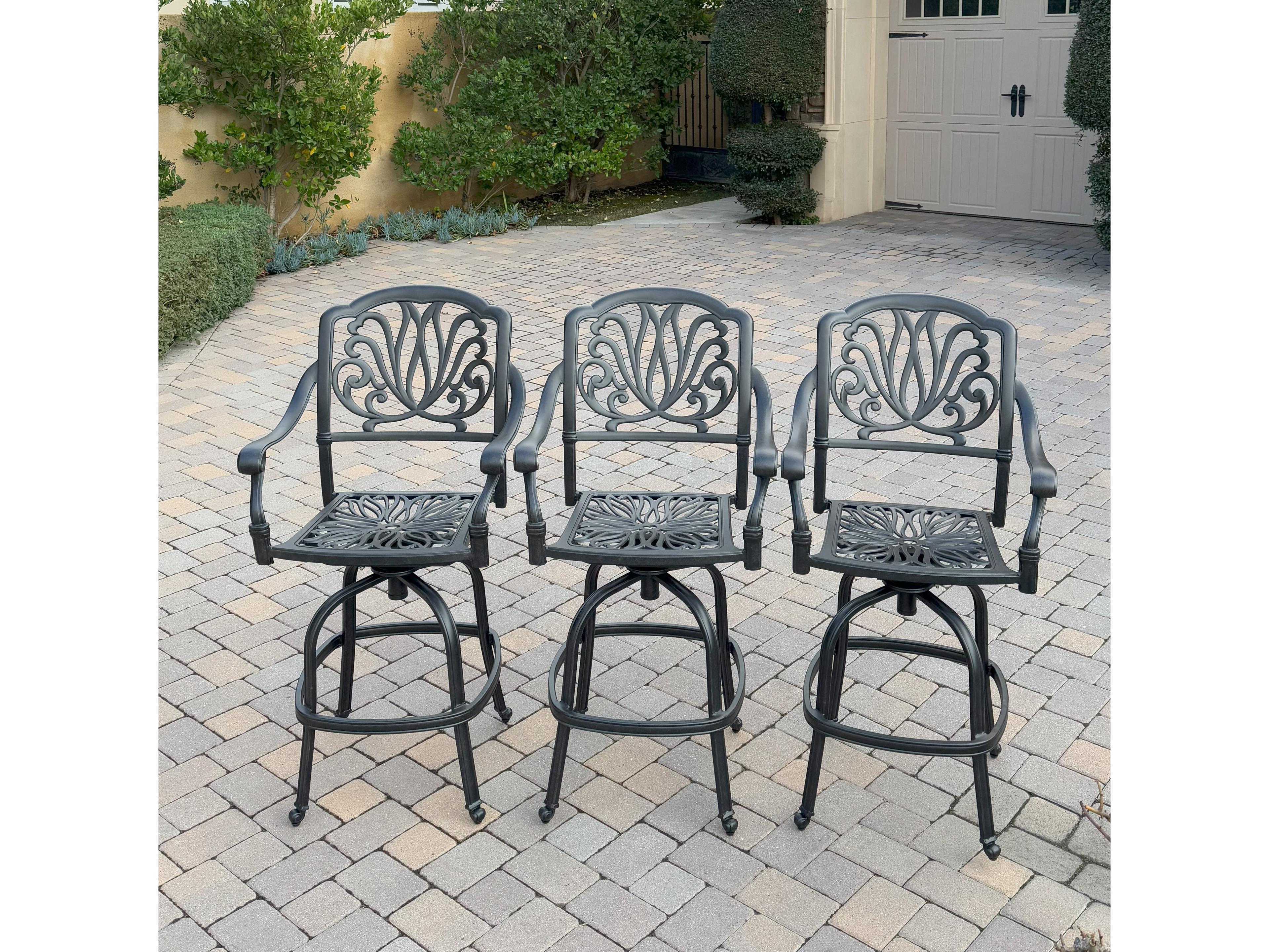 Darlee Outdoor Living Elisabeth Cast Aluminum Swivel Bar Stool ( set of 3 )