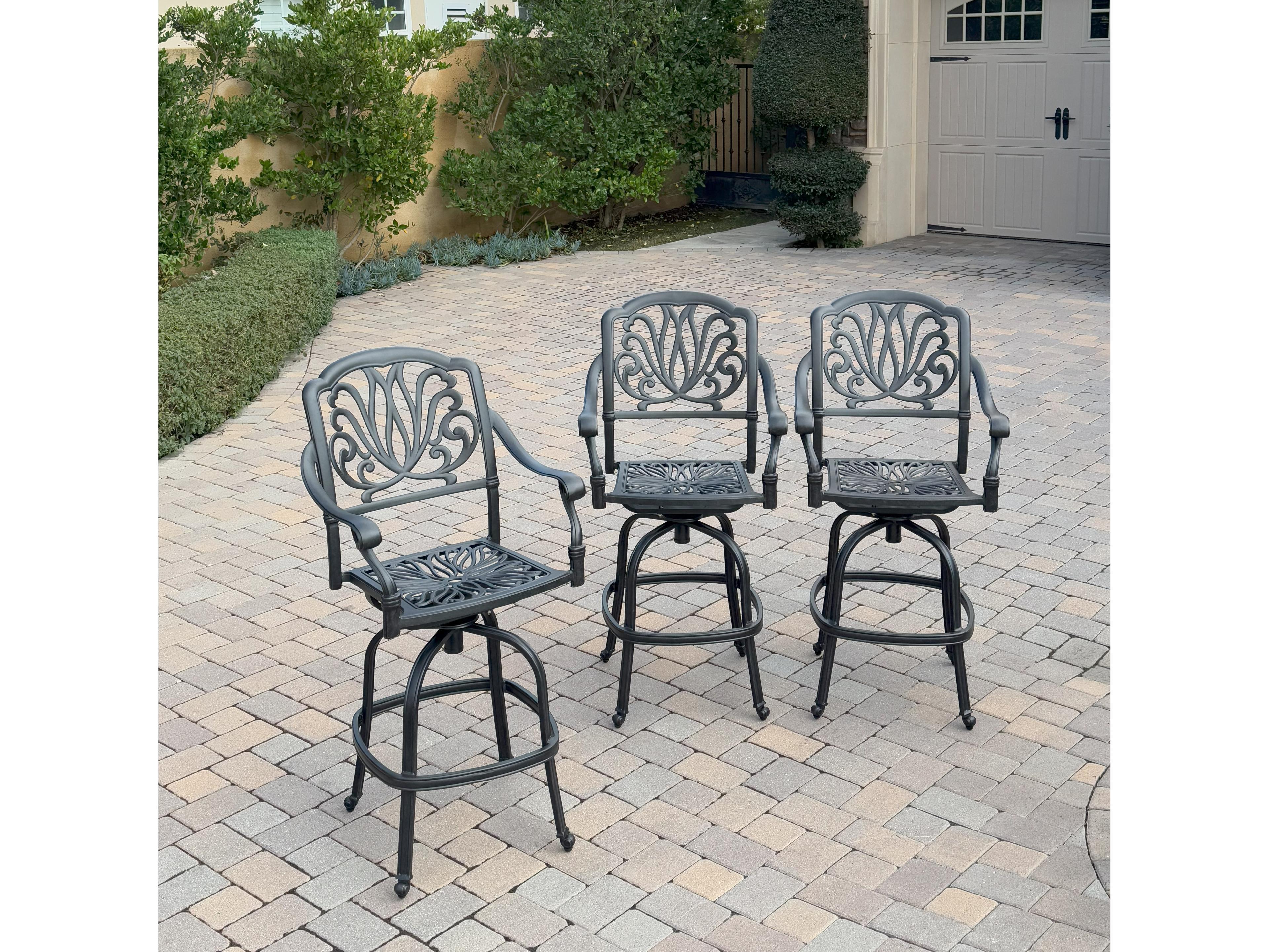 Darlee Outdoor Living Elisabeth Cast Aluminum Swivel Bar Stool ( set of 3 )