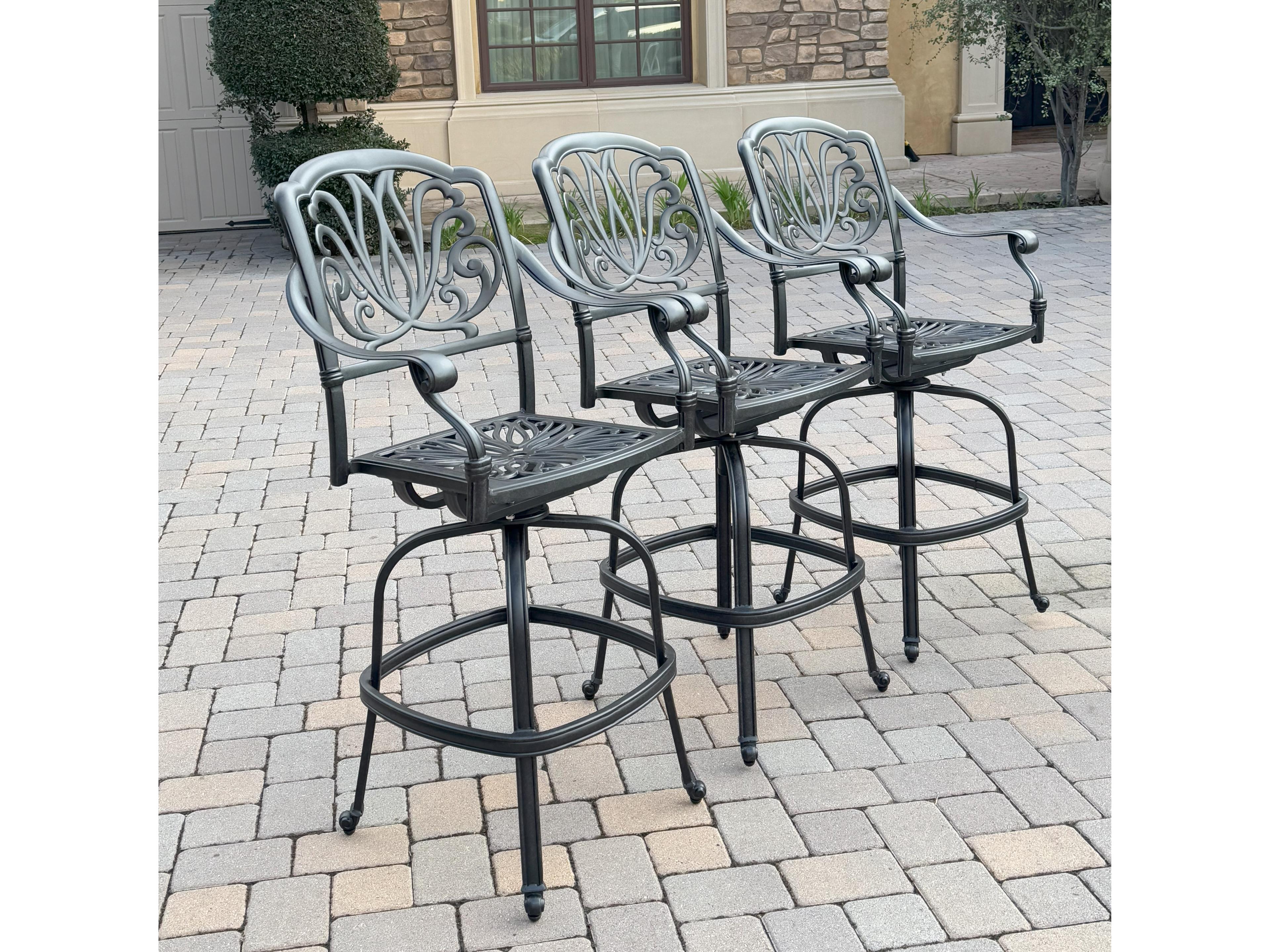 Darlee Outdoor Living Elisabeth Cast Aluminum Swivel Bar Stool ( set of 3 )