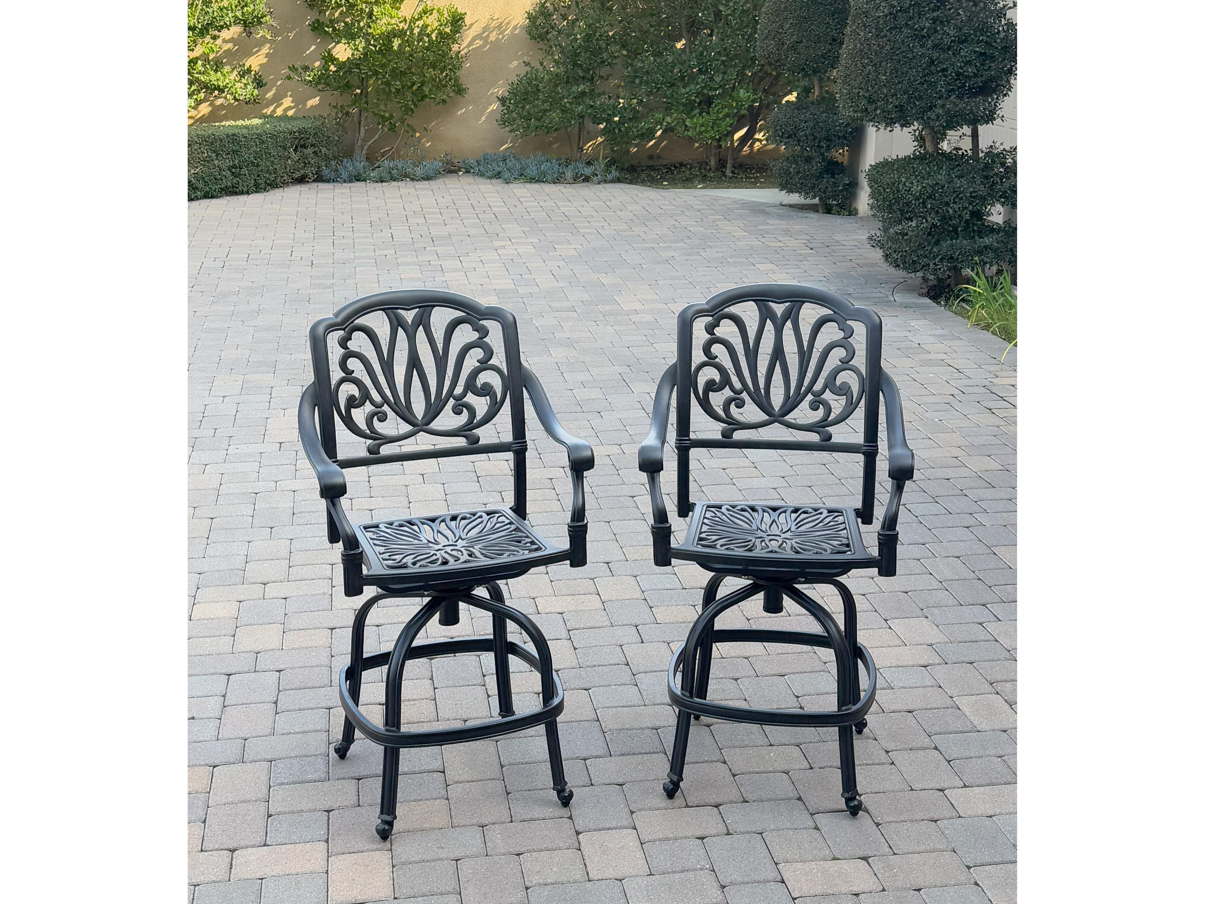 Darlee Outdoor Living Elisabeth Cast Aluminum Counter Height Swivel Bar Stool ( set of 2 )