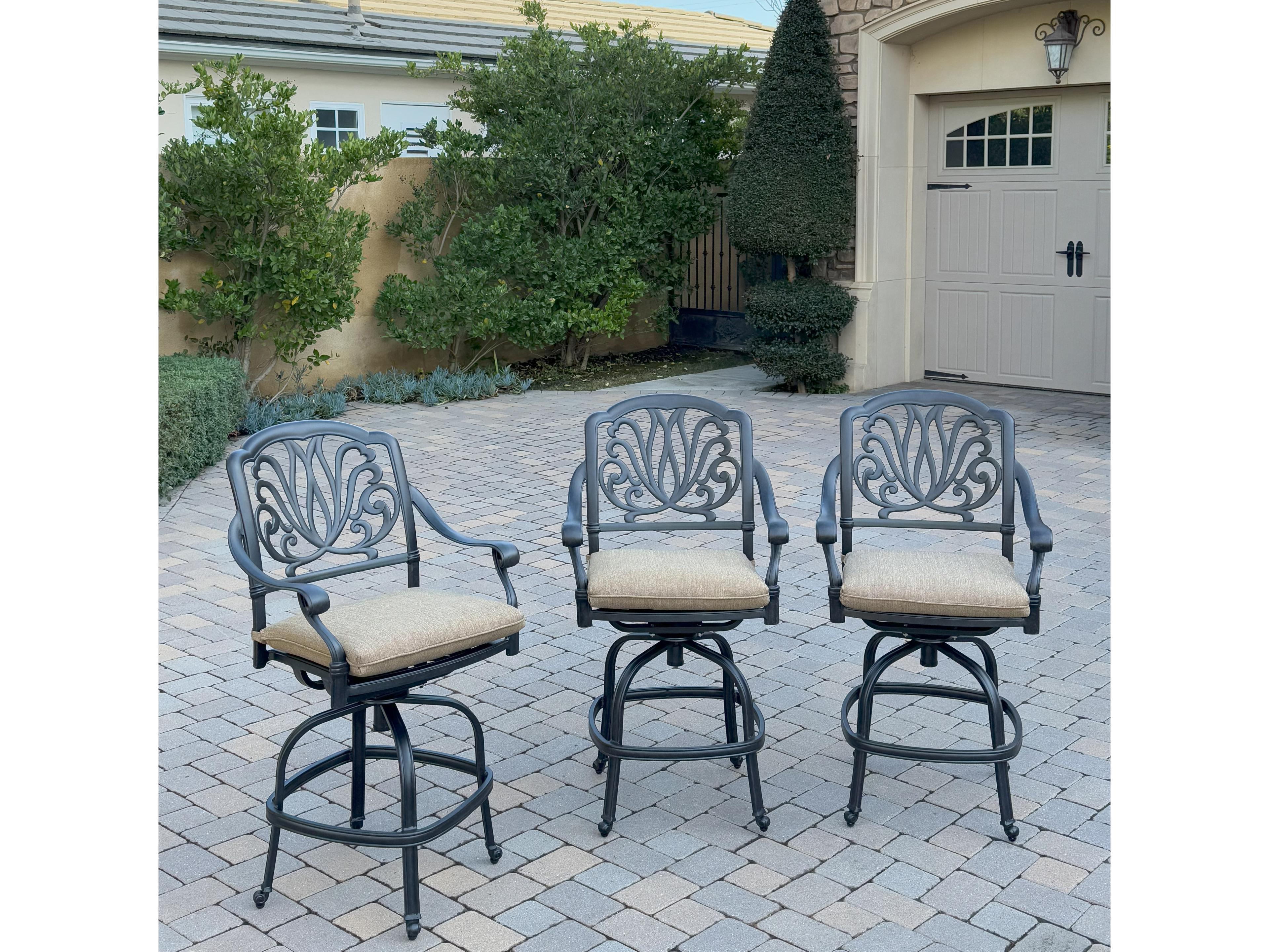 Darlee Outdoor Living Elisabeth Cast Aluminum Counter Height Swivel Bar Stool ( set of 3 )