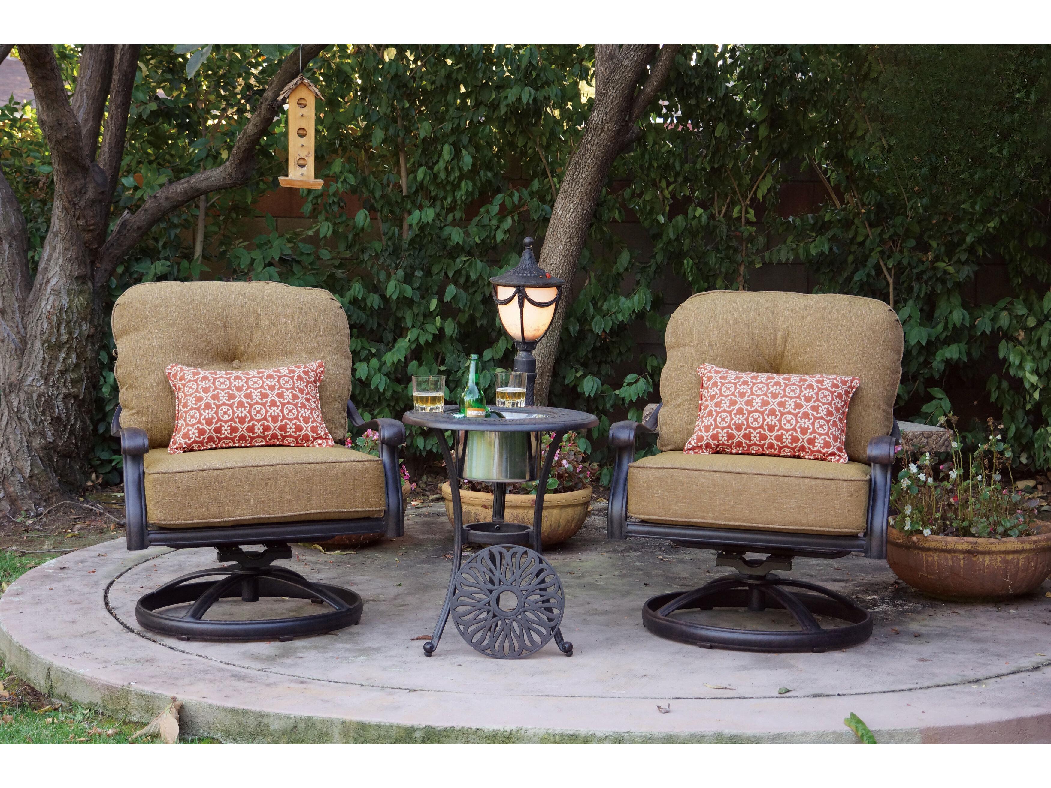 Darlee Outdoor Living Elisabeth Cast Aluminum Antique Bronze 3 Piece Lounge Set