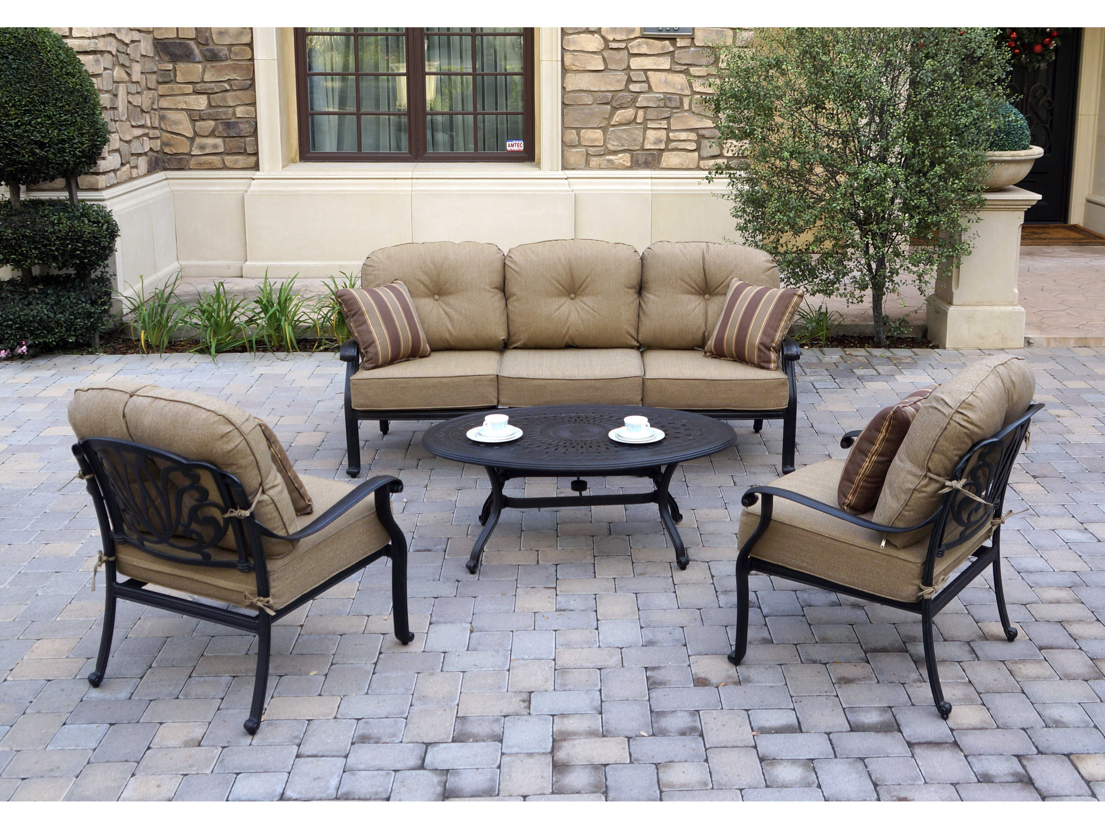 Darlee Outdoor Living Elisabeth Cast Aluminum Antique Bronze 4 Piece Lounge Set