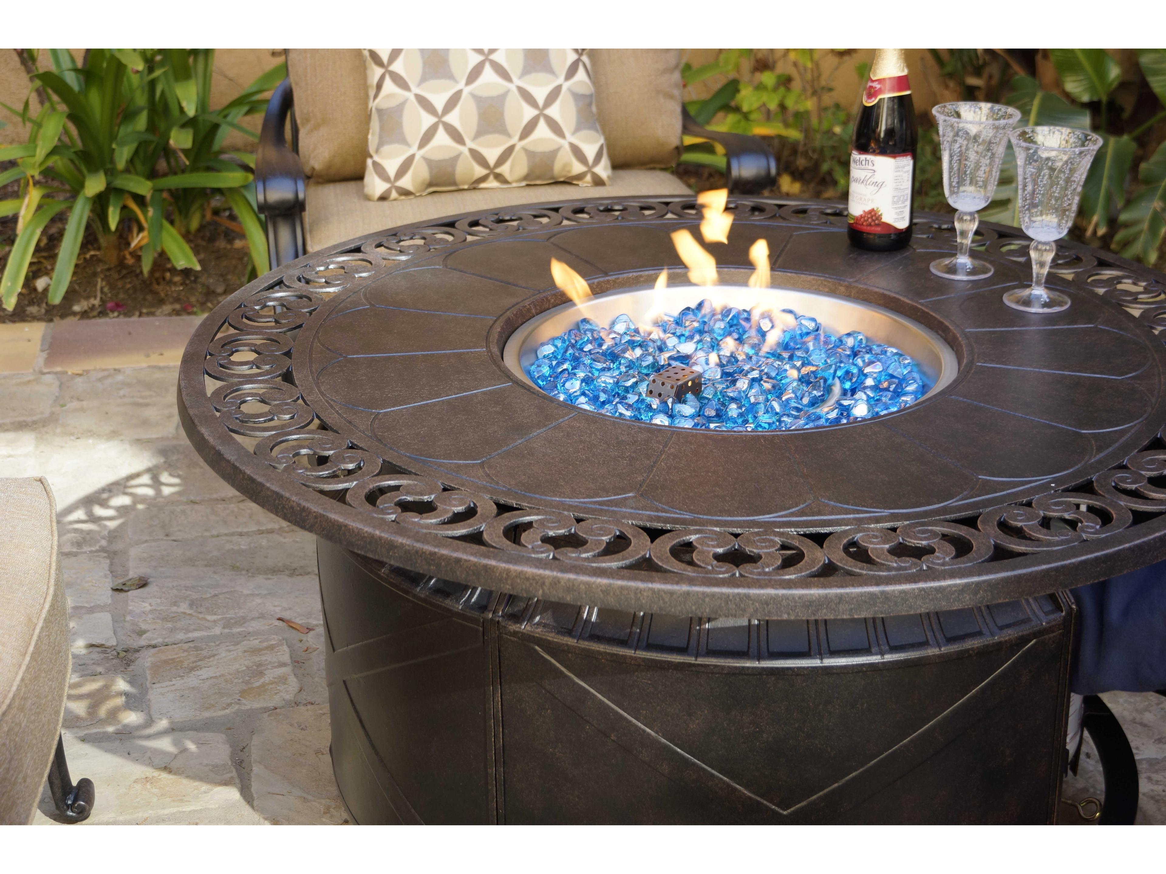 Darlee Outdoor Living Elisabeth Cast Aluminum Antique Bronze 5 Piece Fire Pit Lounge Set
