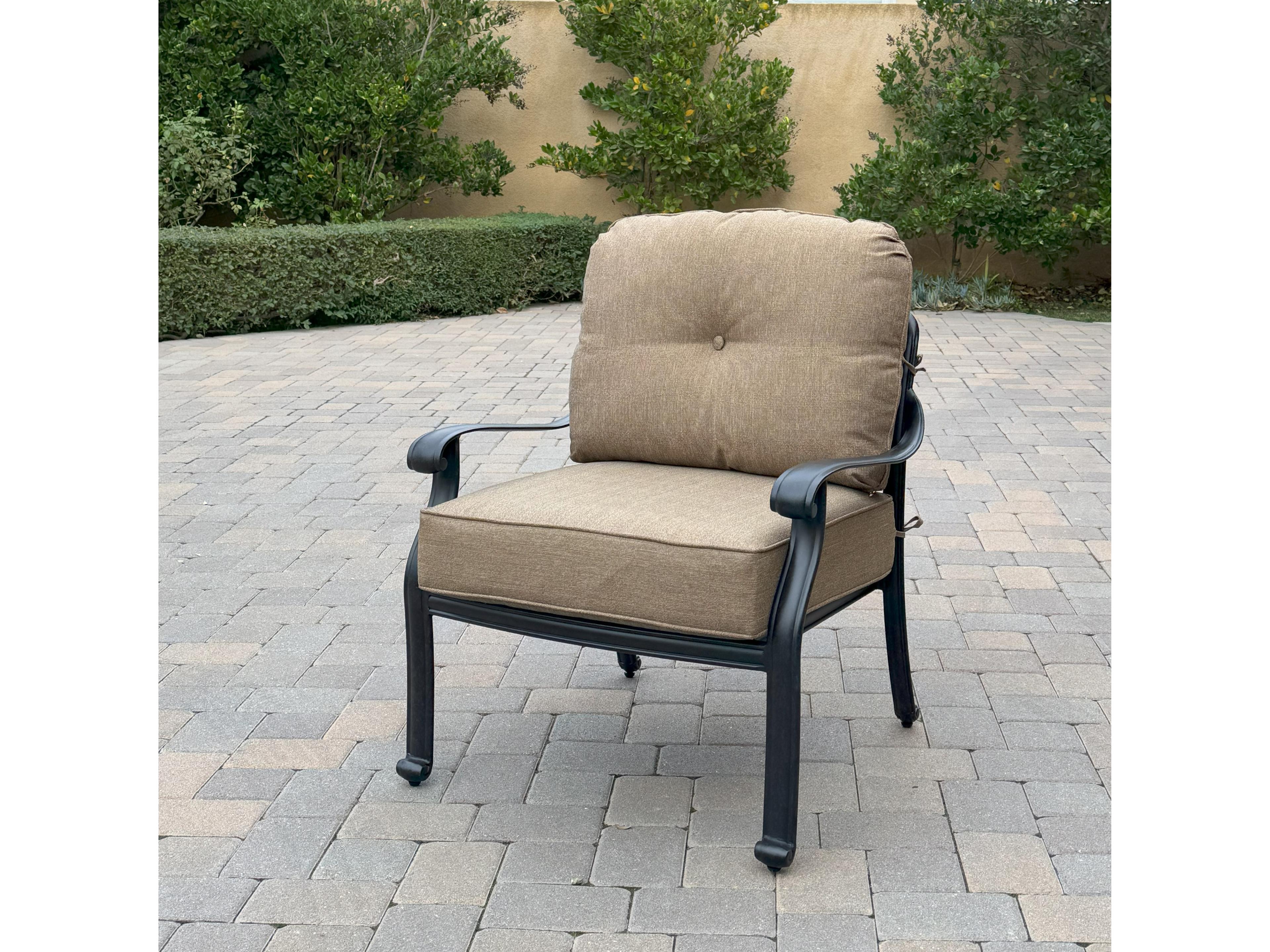 Darlee Outdoor Living Elisabeth Cast Aluminum 5-Piece Conversation Set with 49" x 35" Rectangular Fire Pit Chat Table