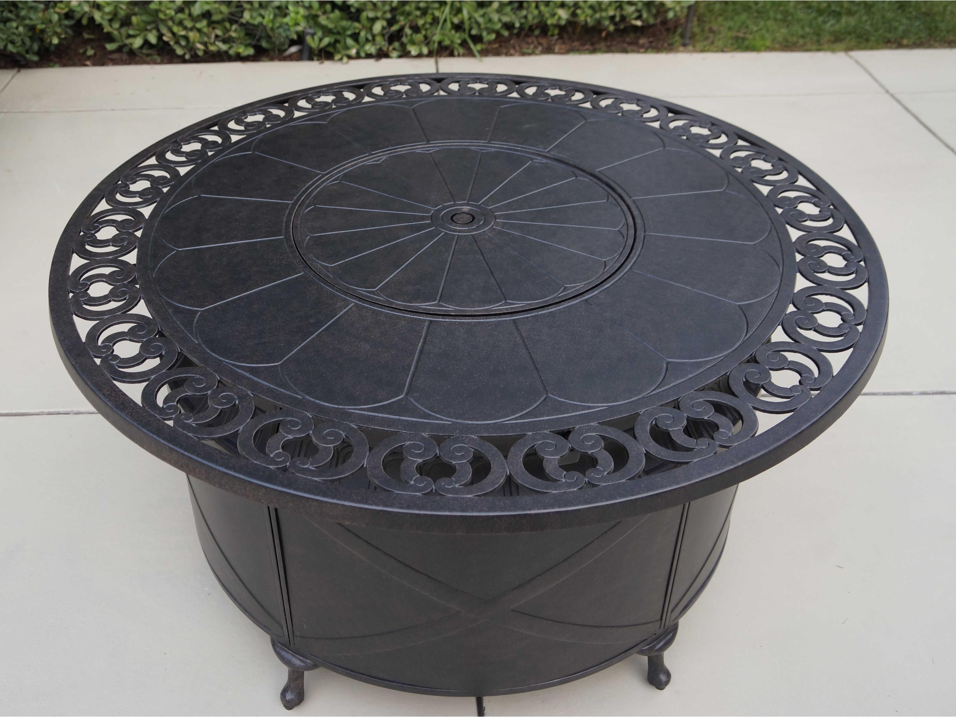 Darlee Outdoor Living Elisabeth Cast Aluminum Antique Bronze 5 Piece Fire Pit Lounge Set