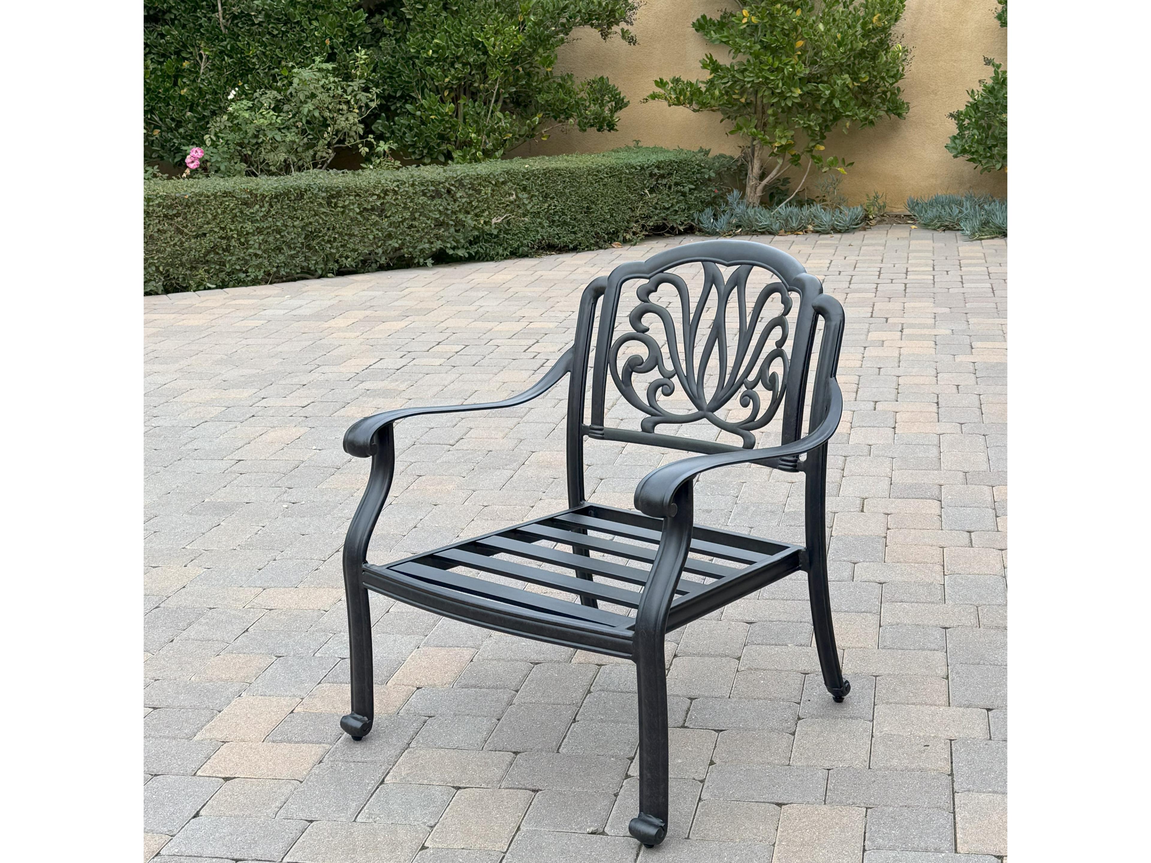 Darlee Outdoor Living Elisabeth Cast Aluminum 6-Piece Conversation Set with 49" x 35" Rectangular Fire Pit Chat Table