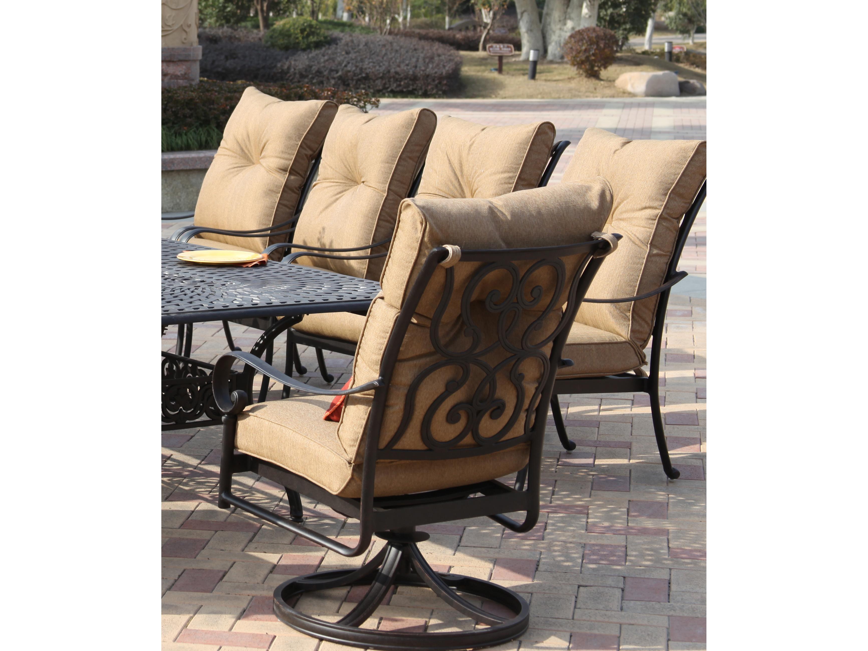 Darlee Outdoor Living Santa Anita Cast Aluminum 4 -Piece Swivel Rocker Chair set with Sunbrella Cushion